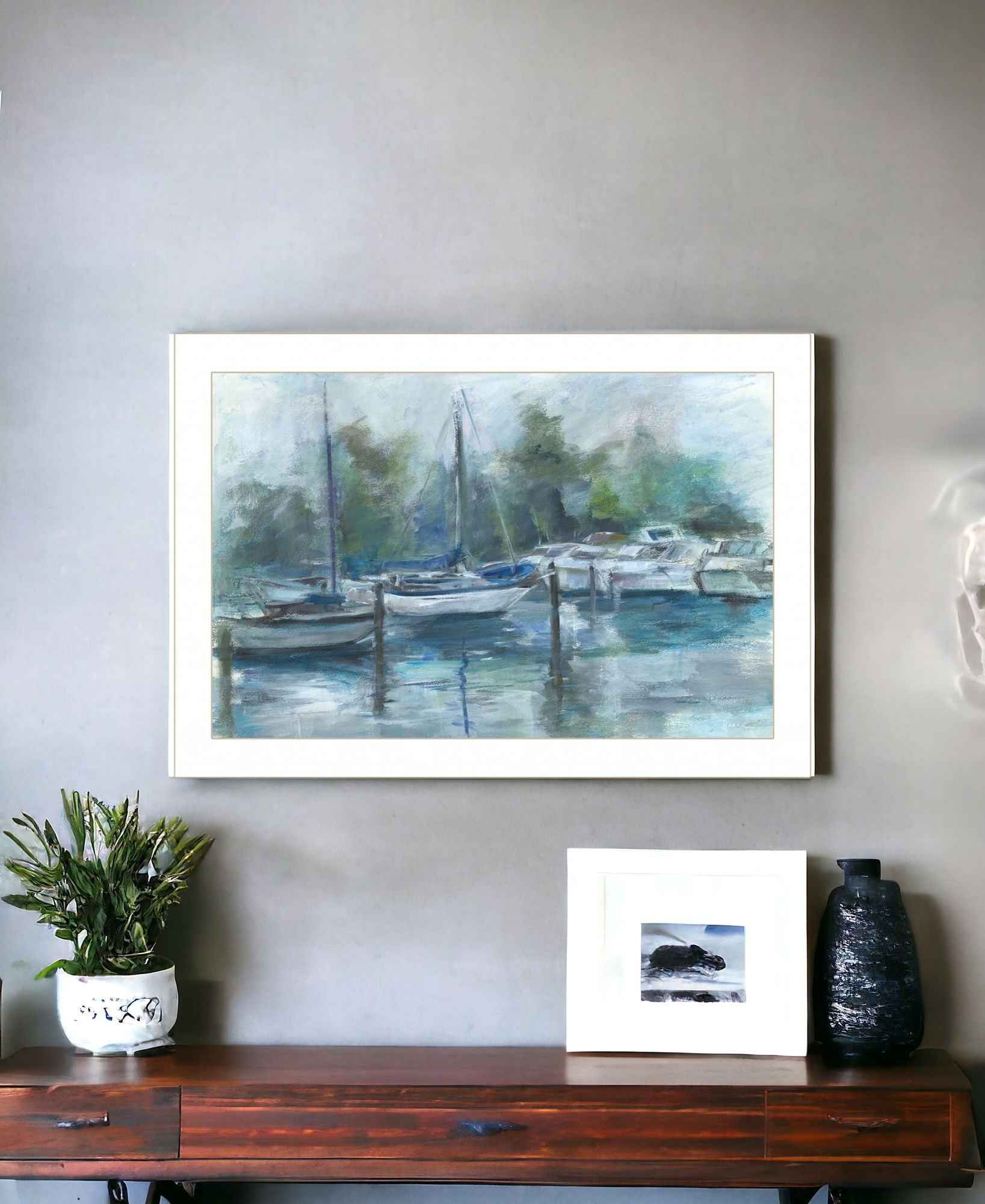 Lagoon 1 White Framed Print Wall Art