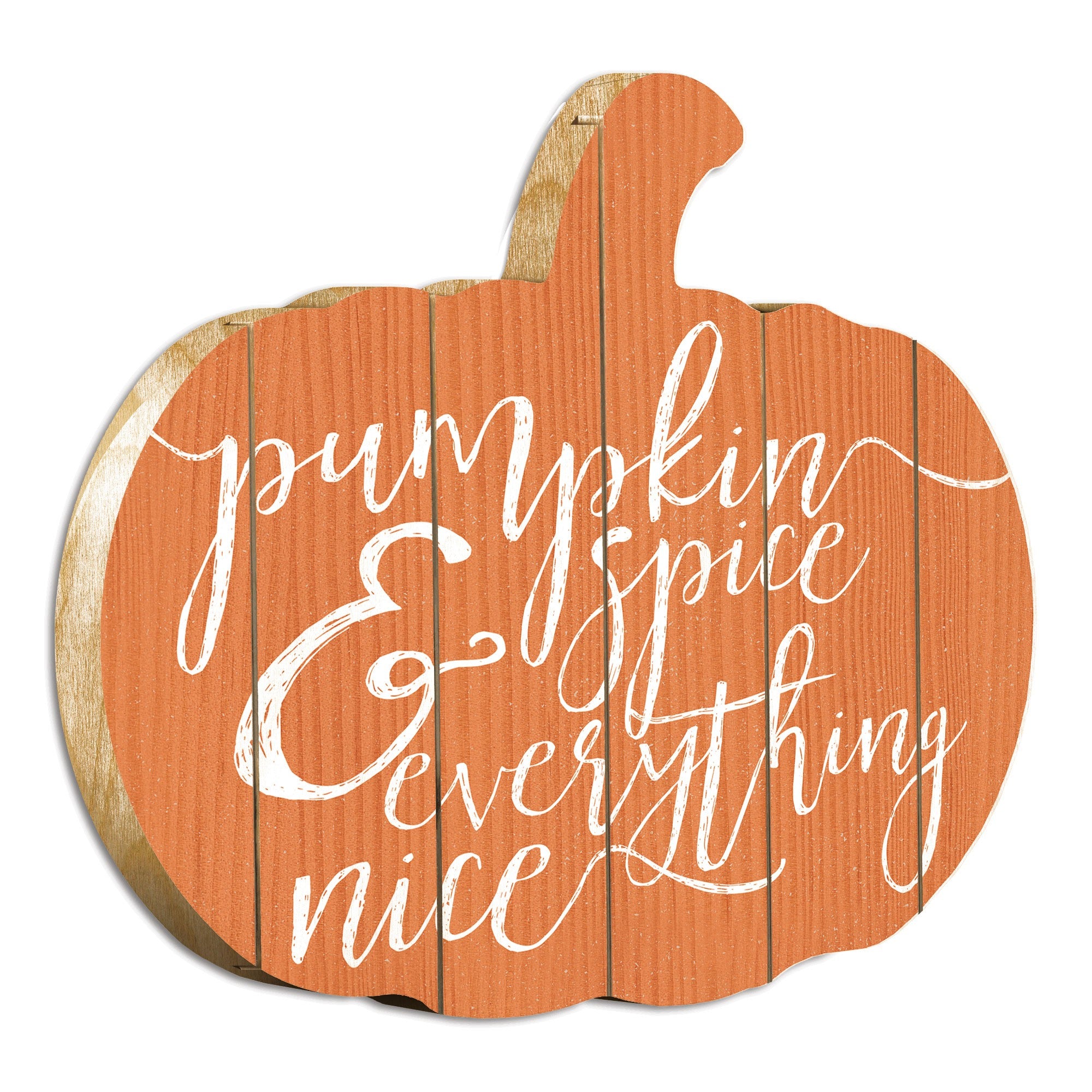 Orange and White Pumpkin Spice and Everything Nice Pumpkin Shaped Wall Art - Home Decor
