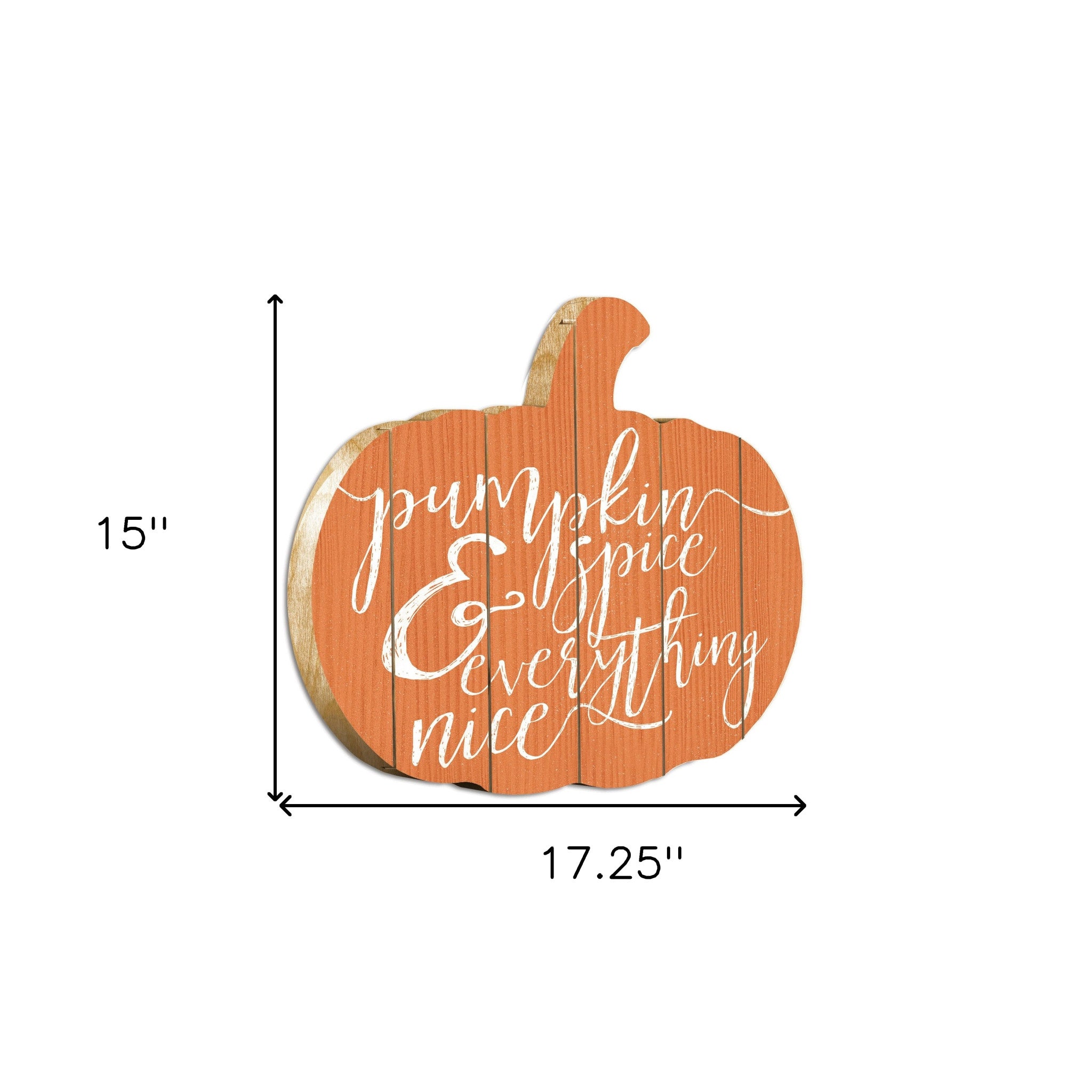 Orange and White Pumpkin Spice and Everything Nice Pumpkin Shaped Wall Art - Home Decor