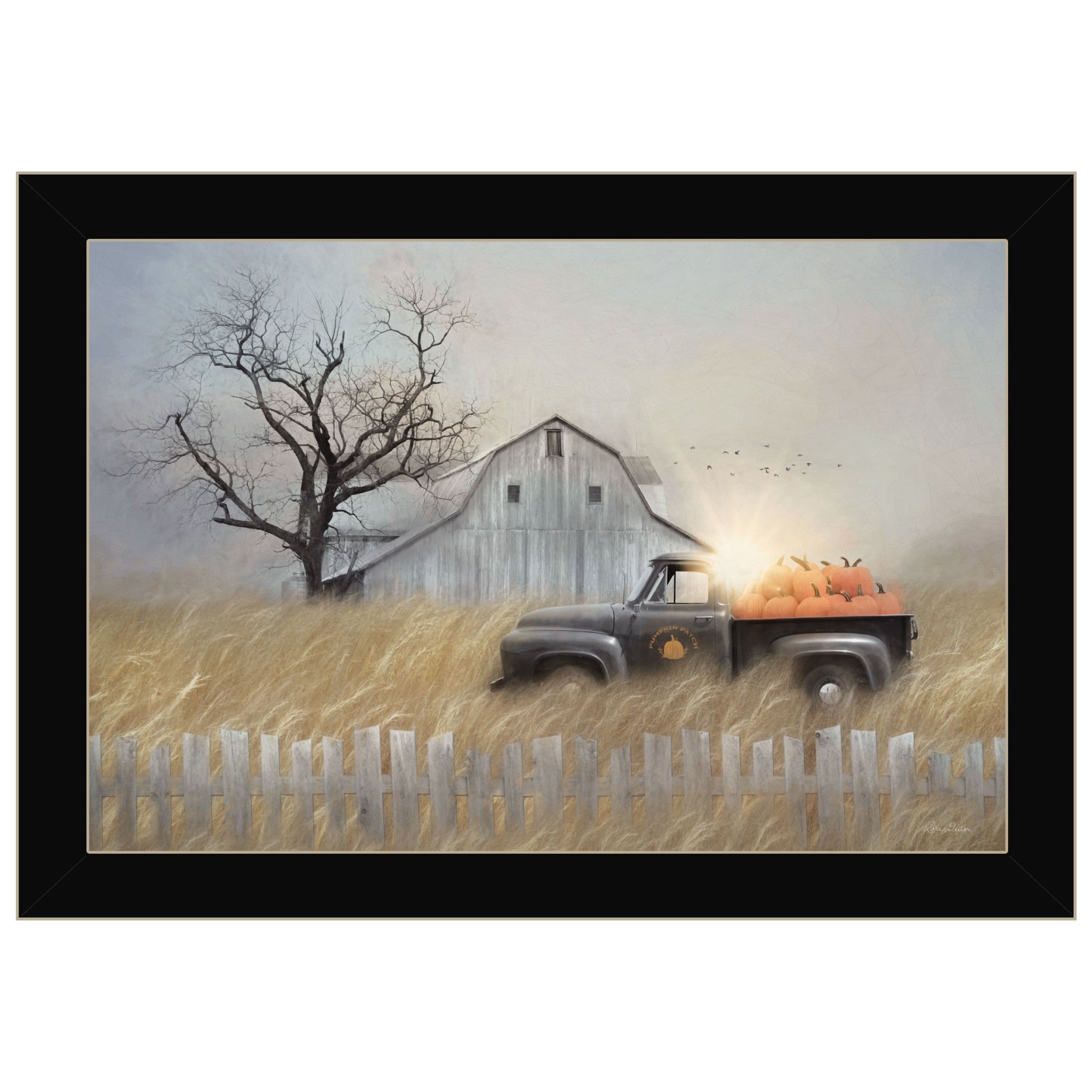 Fall Pumpkin Harvest Black Framed Print Wall Art - Home Decor