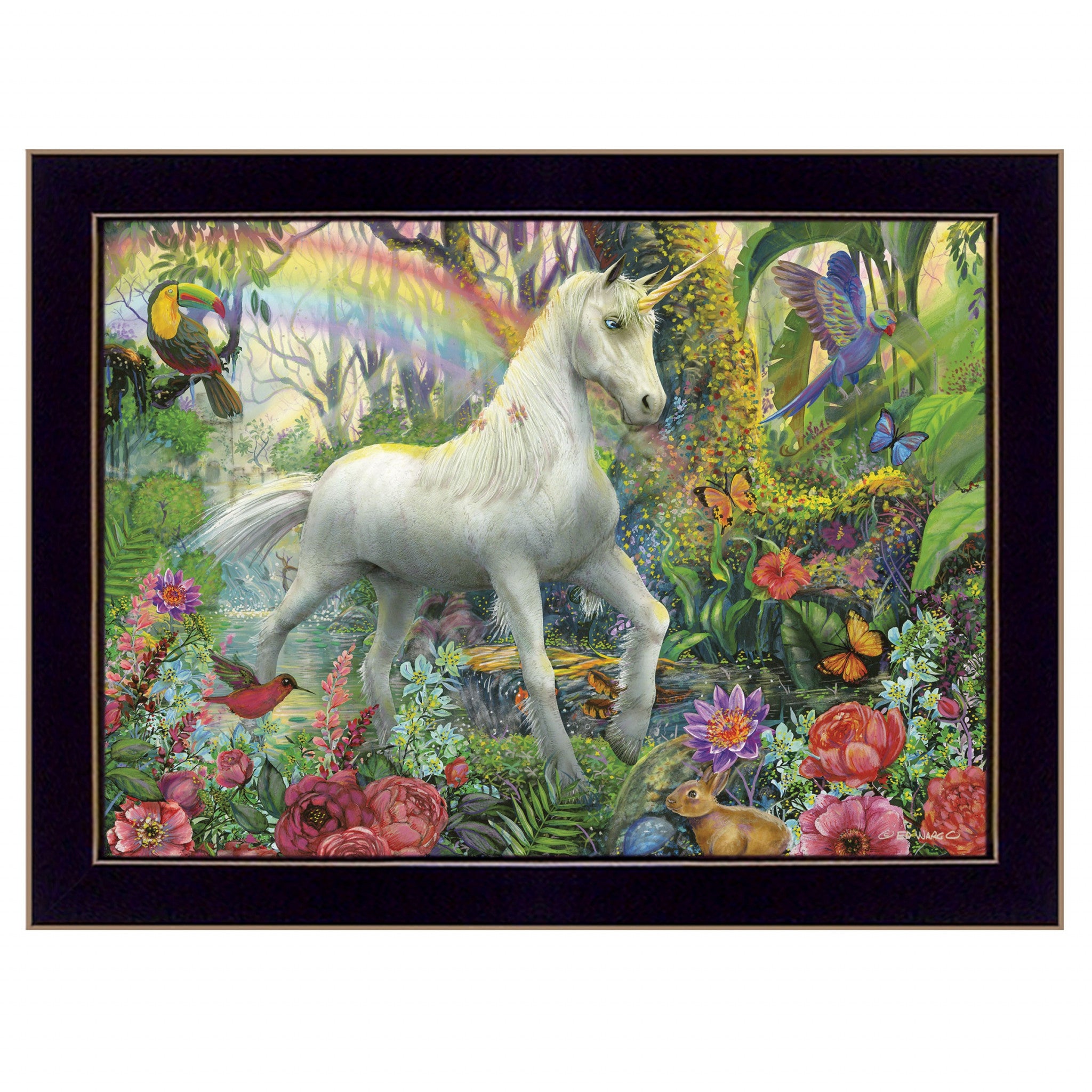 Rainbow Unicorn 1 Black Framed Print Wall Art - Home Decor