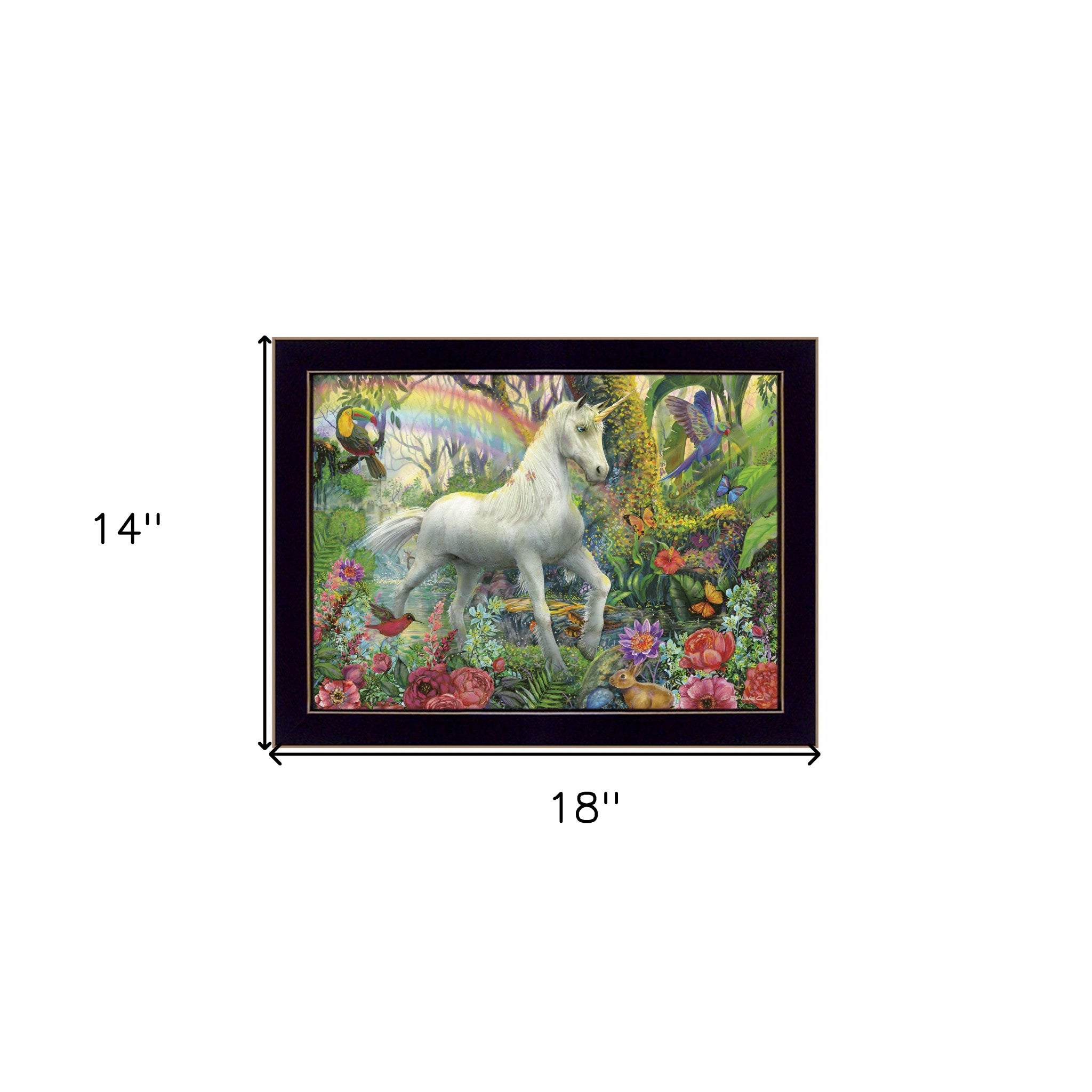 Rainbow Unicorn 1 Black Framed Print Wall Art - Home Decor
