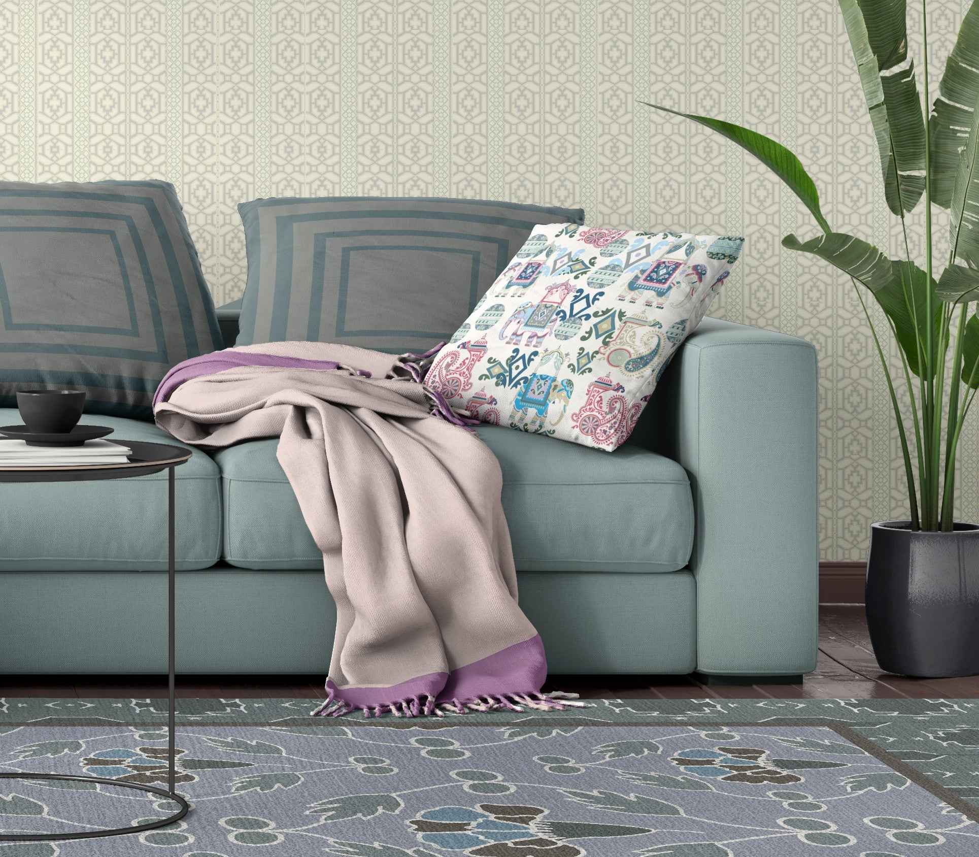 18" X 18" Pink And White Paisley Blown Seam Suede Throw Pillow