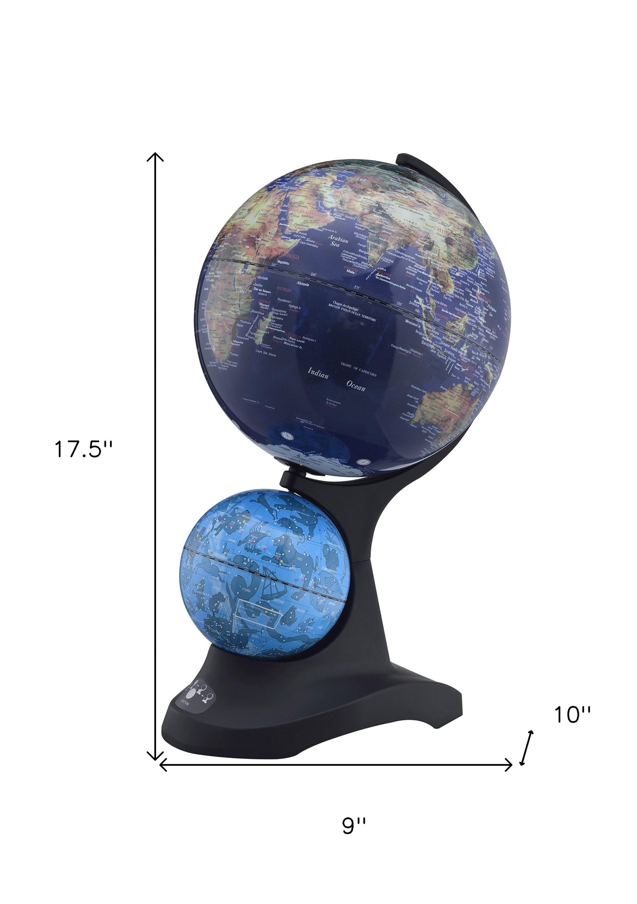 18" Blue Black And Navy Polyresin Dual Globe - Home Decor