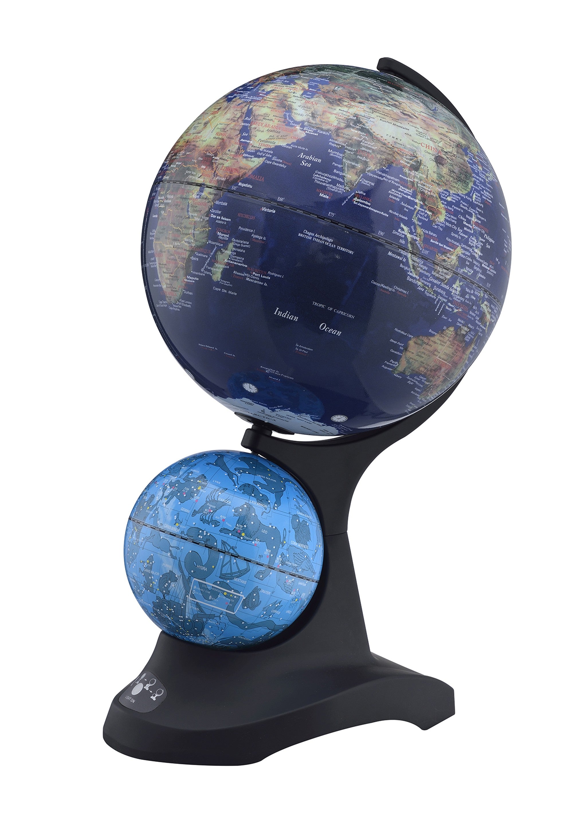 18" Blue Black And Navy Polyresin Dual Globe - Home Decor