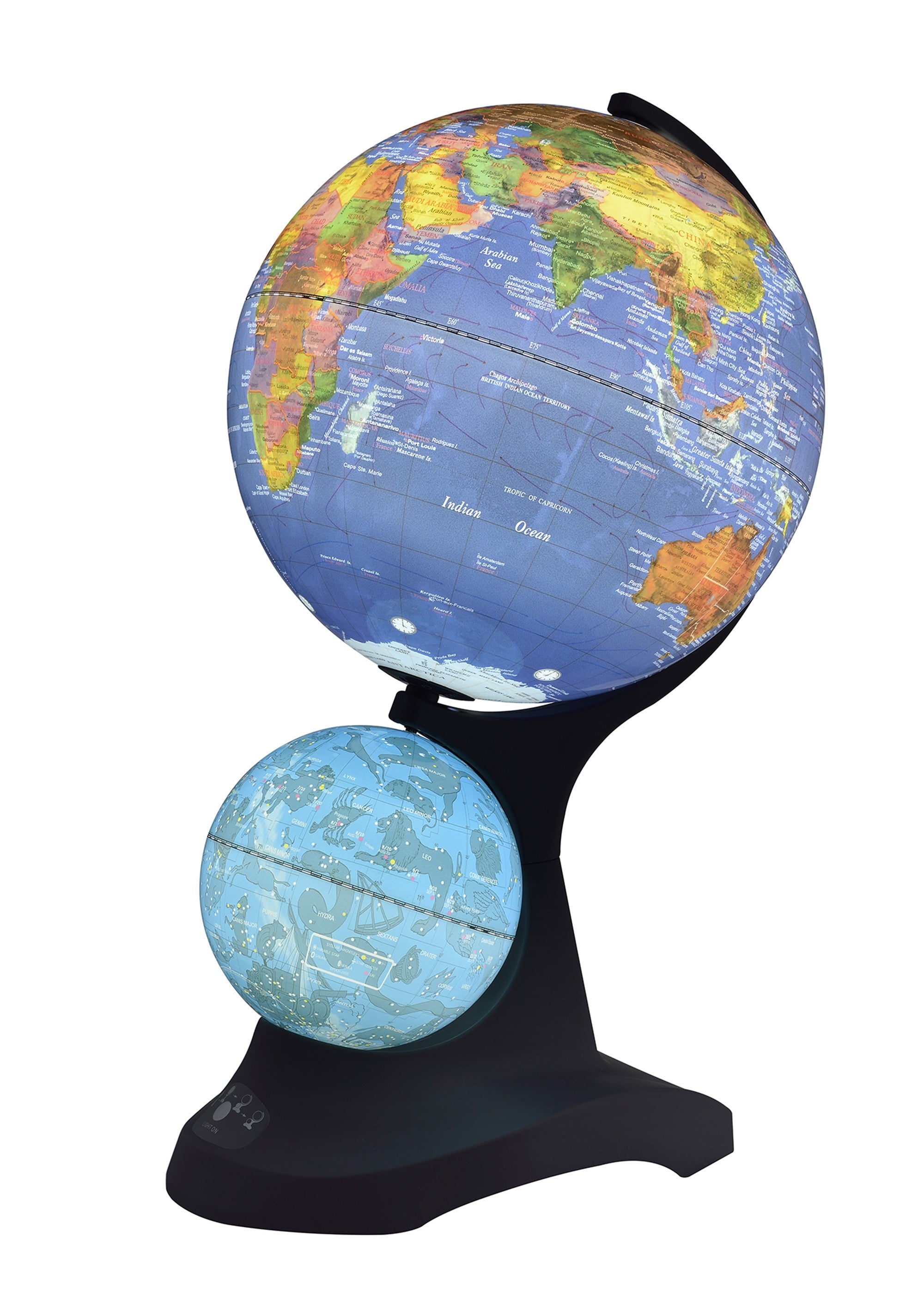 18" Blue Black And Navy Polyresin Dual Globe - Home Decor