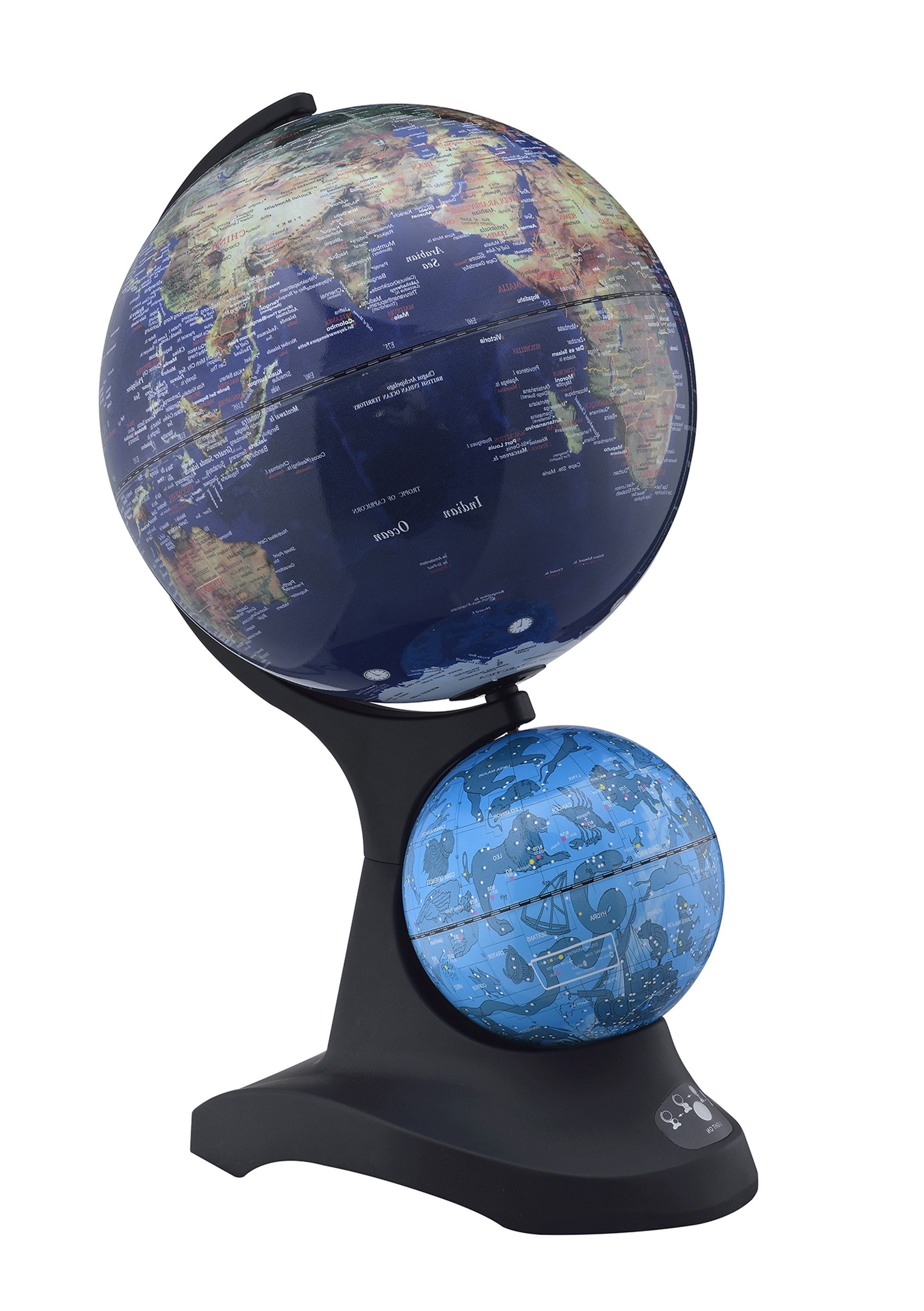 18" Blue Black And Navy Polyresin Dual Globe - Home Decor