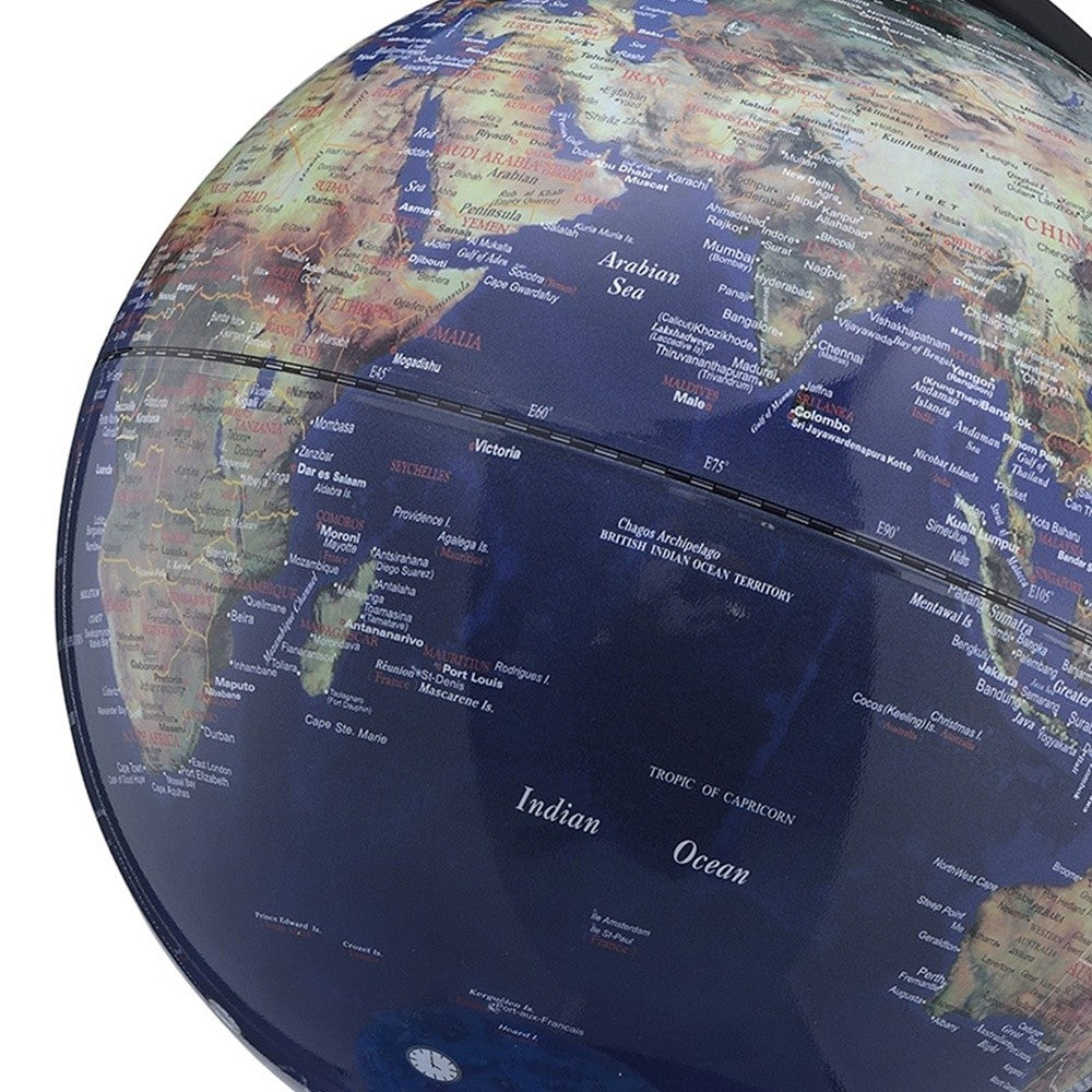 18" Blue Black And Navy Polyresin Dual Globe - Home Decor