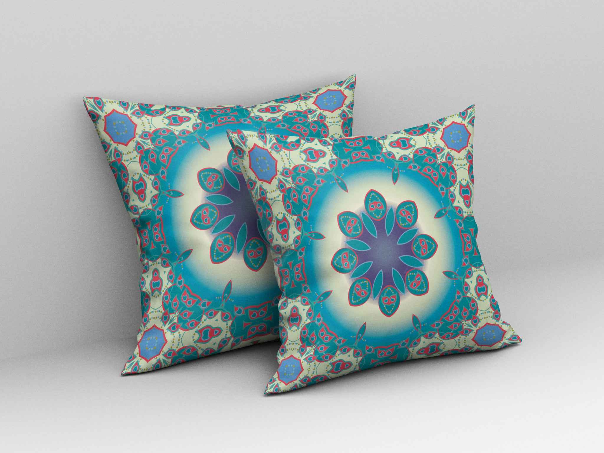 16" X 16" Yellow And Red Geometric Blown Seam Suede Throw Pillow