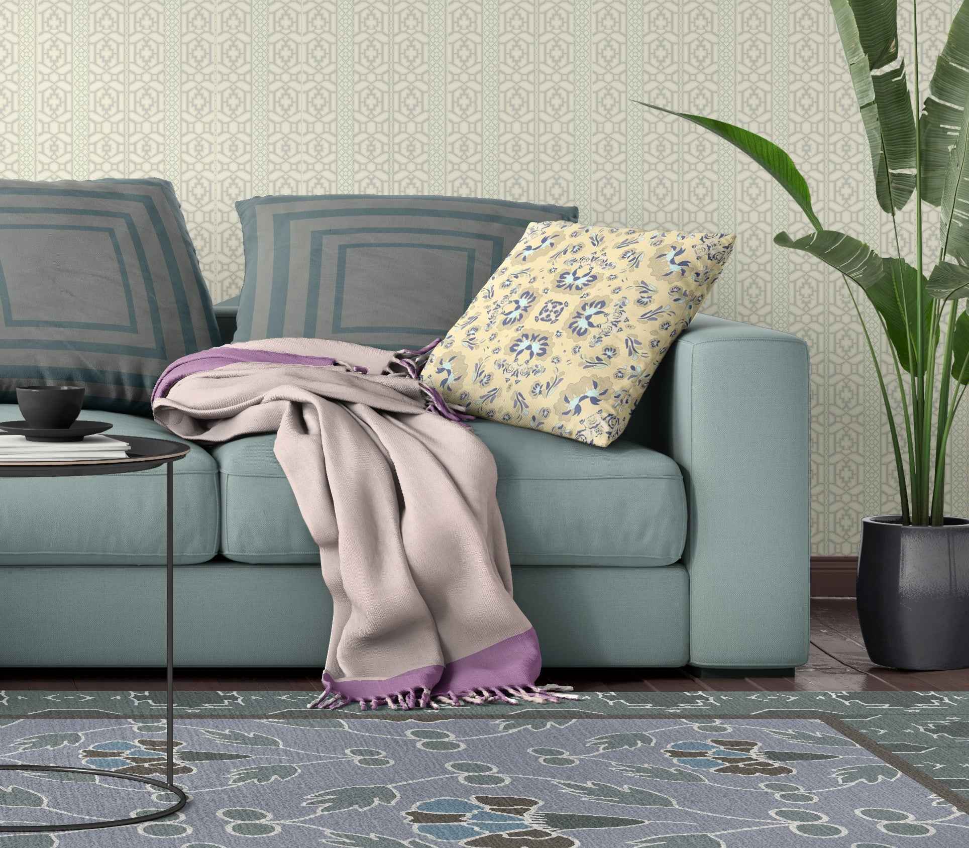 20" X 20" Yellow Blown Seam Suede Geometric Throw Pillow