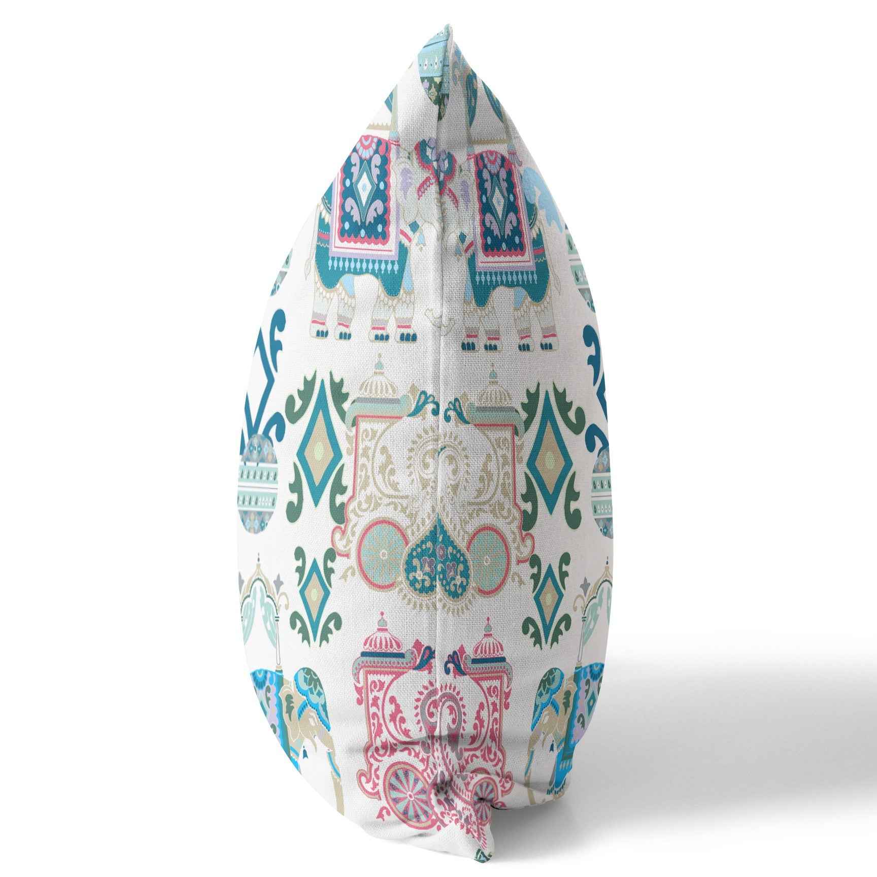 16" X 16" Pink And White Paisley Blown Seam Suede Throw Pillow