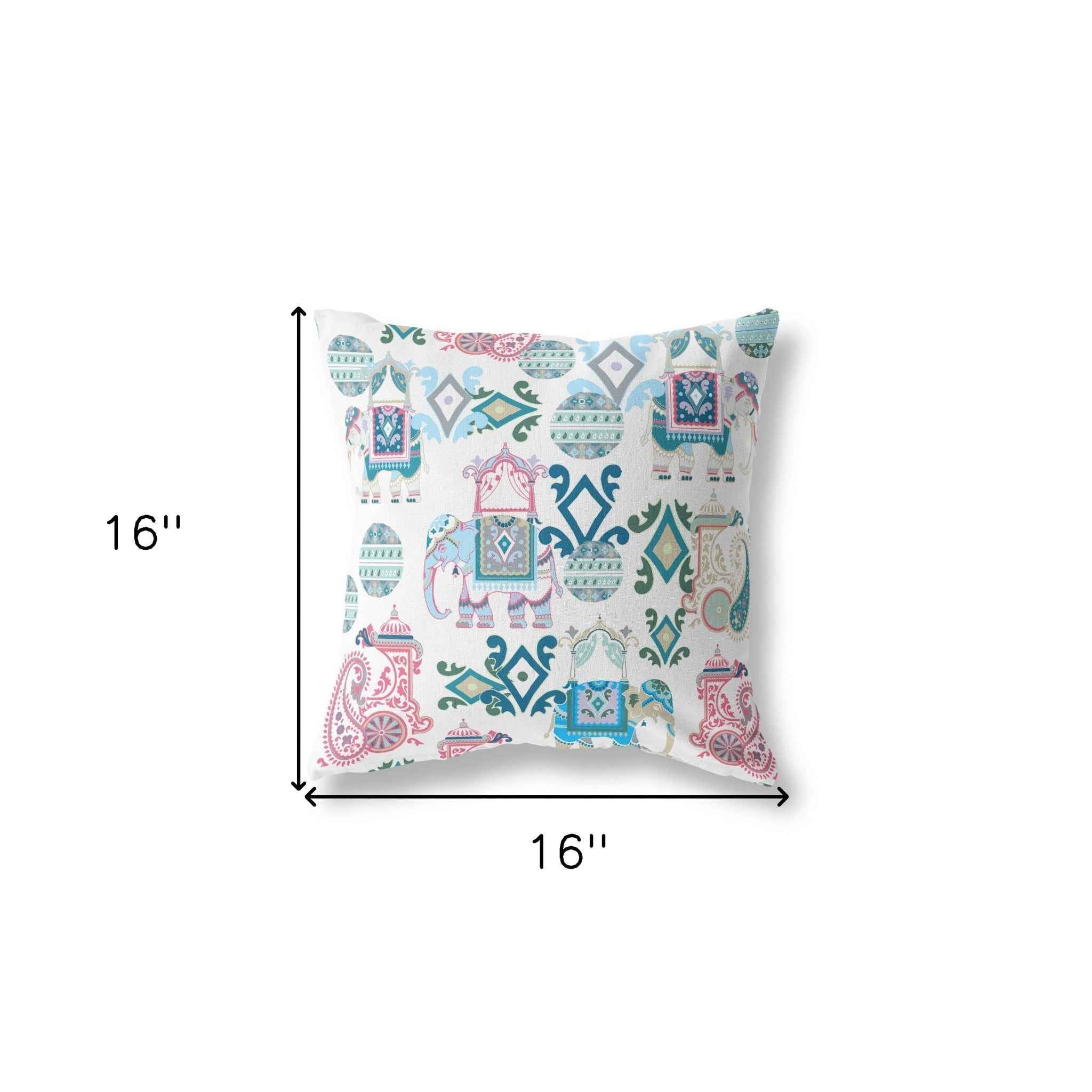 16" X 16" Pink And White Paisley Blown Seam Suede Throw Pillow