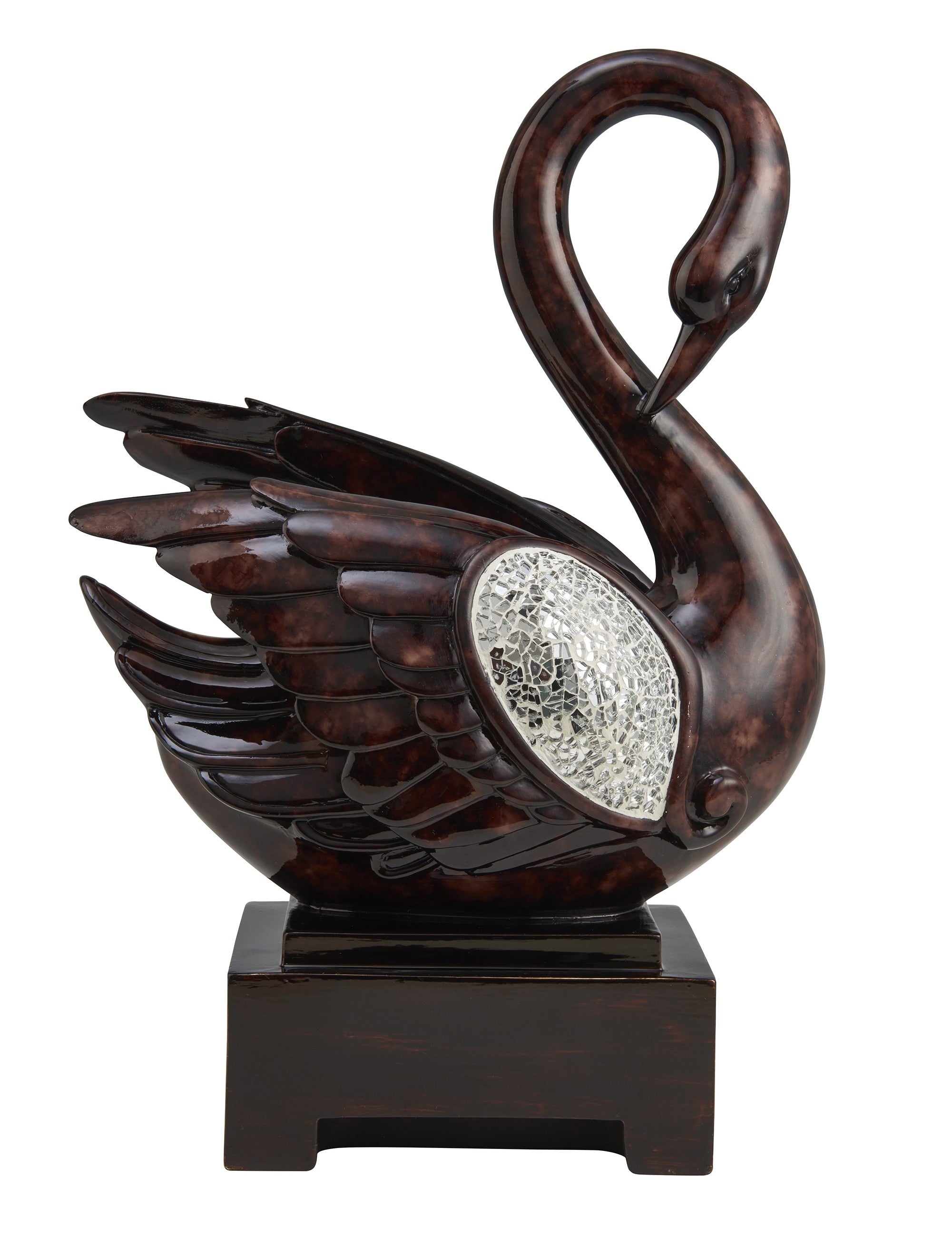 17" Marbleized Cherry Brown Dove Figurine Sculpture - Home Decor