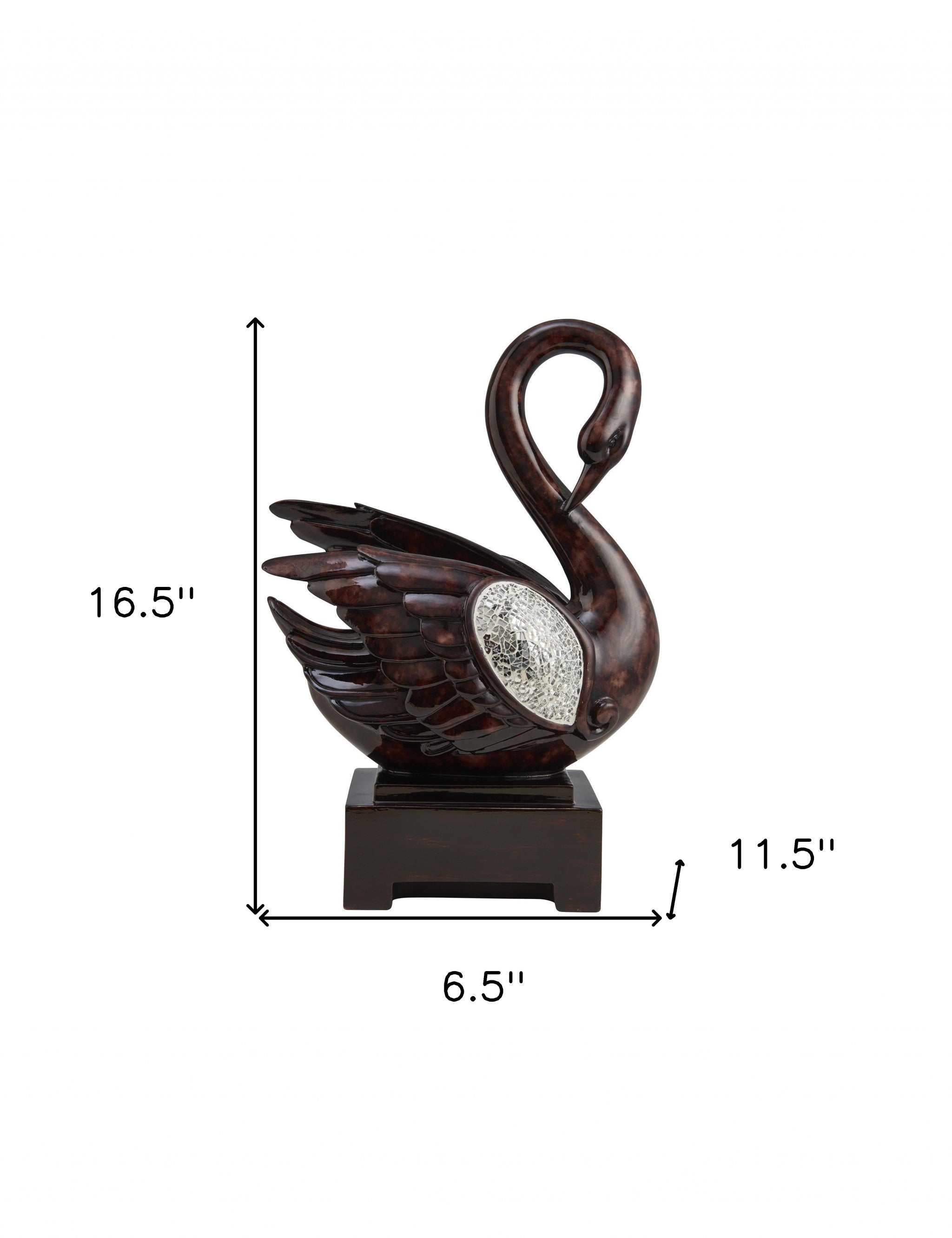 17" Marbleized Cherry Brown Dove Figurine Sculpture - Home Decor