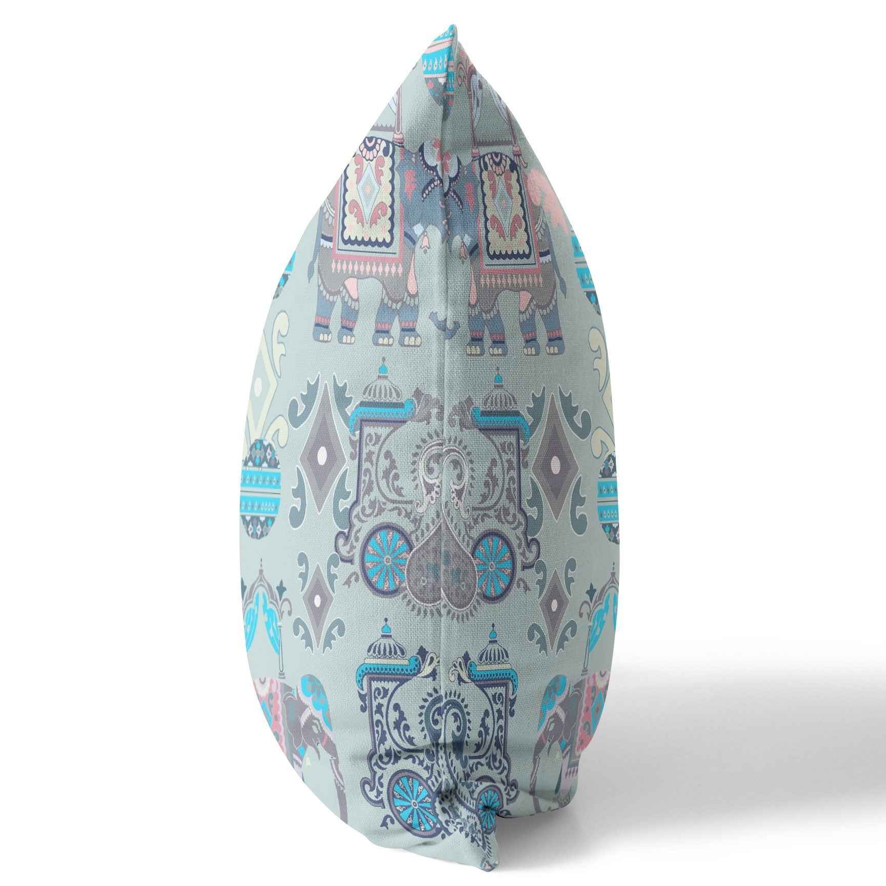 18" X 18" Gray And Pink Paisley Blown Seam Suede Throw Pillow