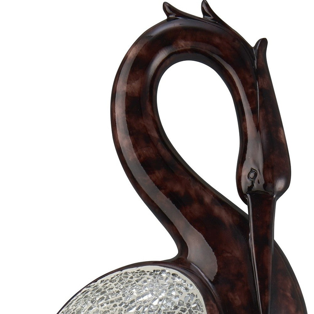 27" Marbleized Cherry Brown Polyresin Crane Figurine Sculpture - Home Decor