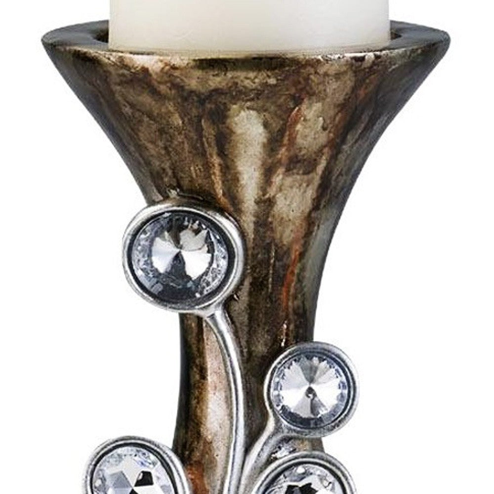 20" Ornate Faux Crystal Tabletop Pillar Candle Holder - Home Decor