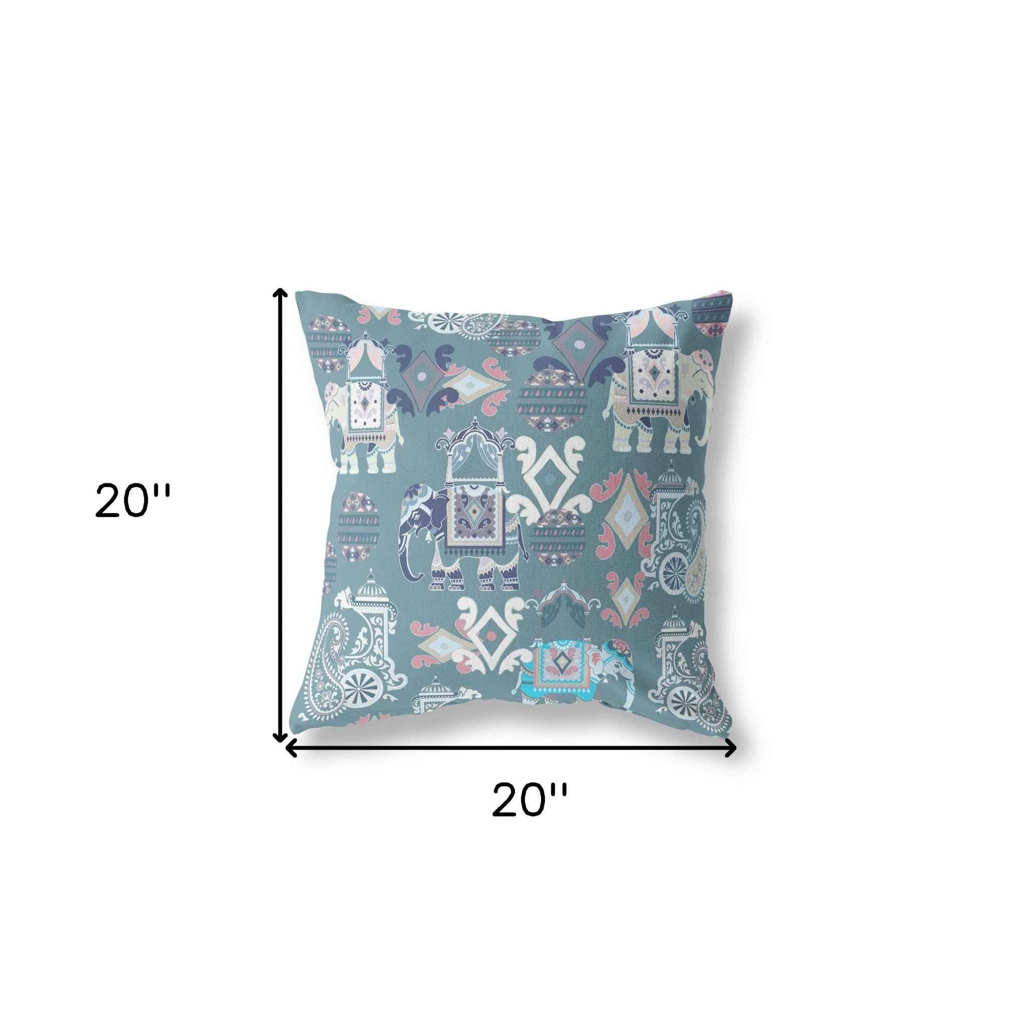 20" X 20" Gray And White Paisley Blown Seam Suede Throw Pillow