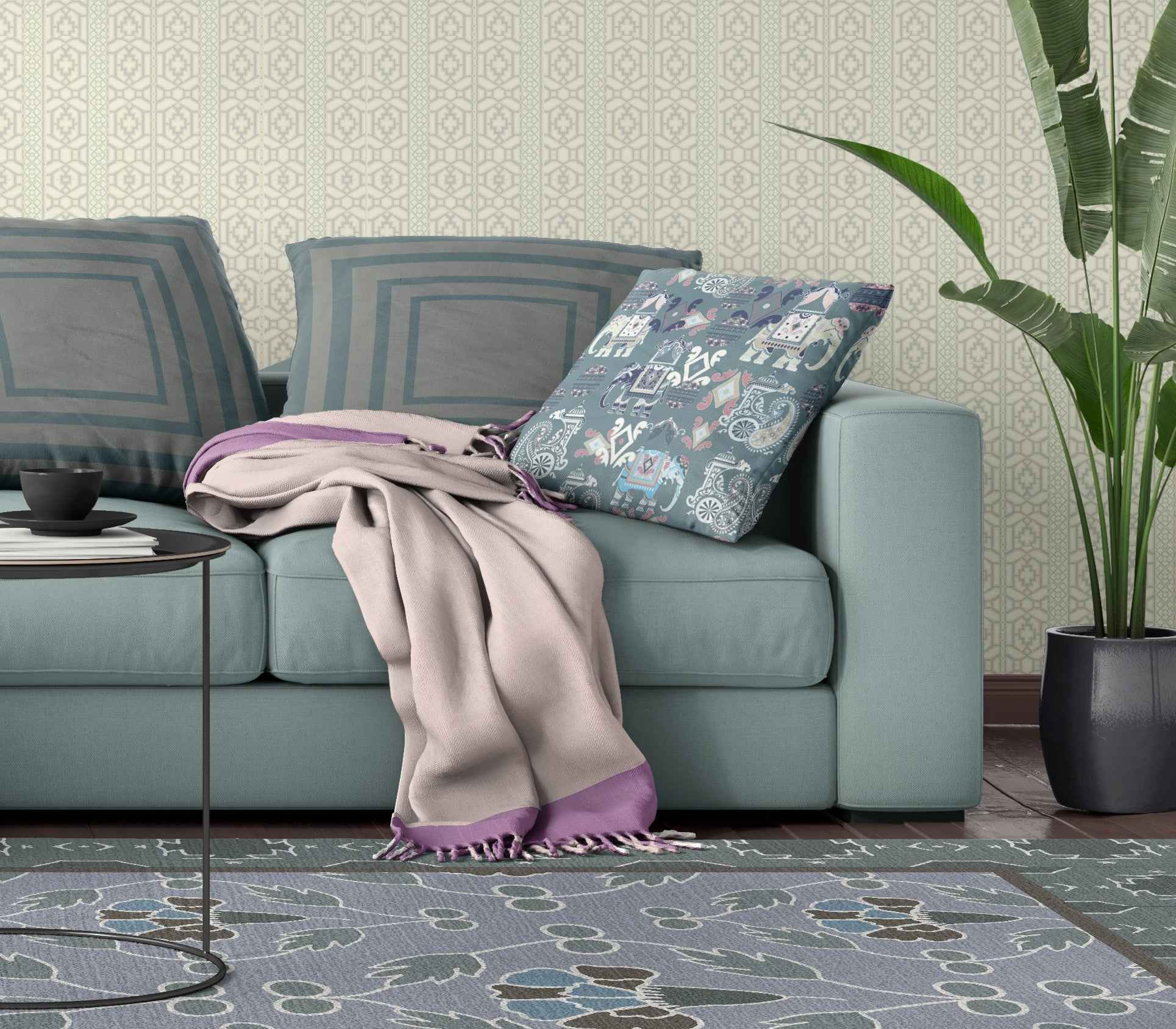 20" X 20" Gray And White Paisley Blown Seam Suede Throw Pillow