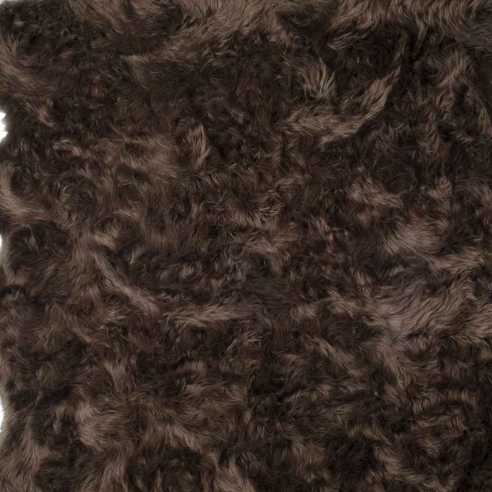 6' X 6' Chocolate Faux Fur Washable Non Skid Area Rug