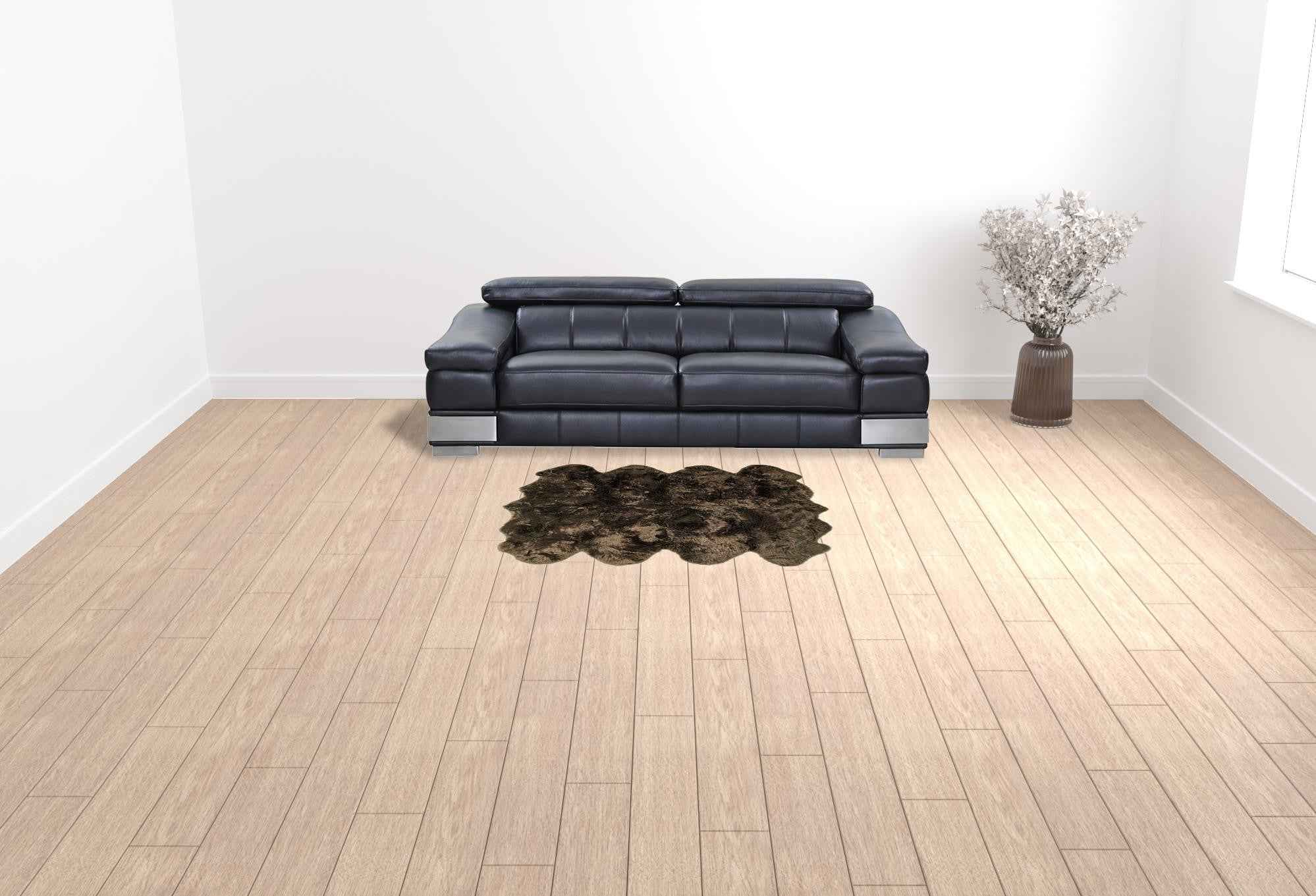 6' X 6' Chocolate Wool Sheepskin Handmade Area Rug