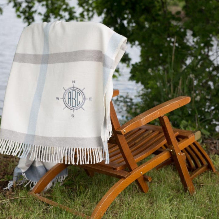 Plush Multi Blue Plaid Throw Blanket with Tassels - Home Decor