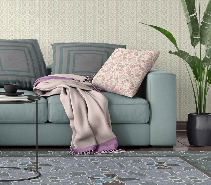 20" X 20" Pink And White Floral Blown Seam Suede Throw Pillow