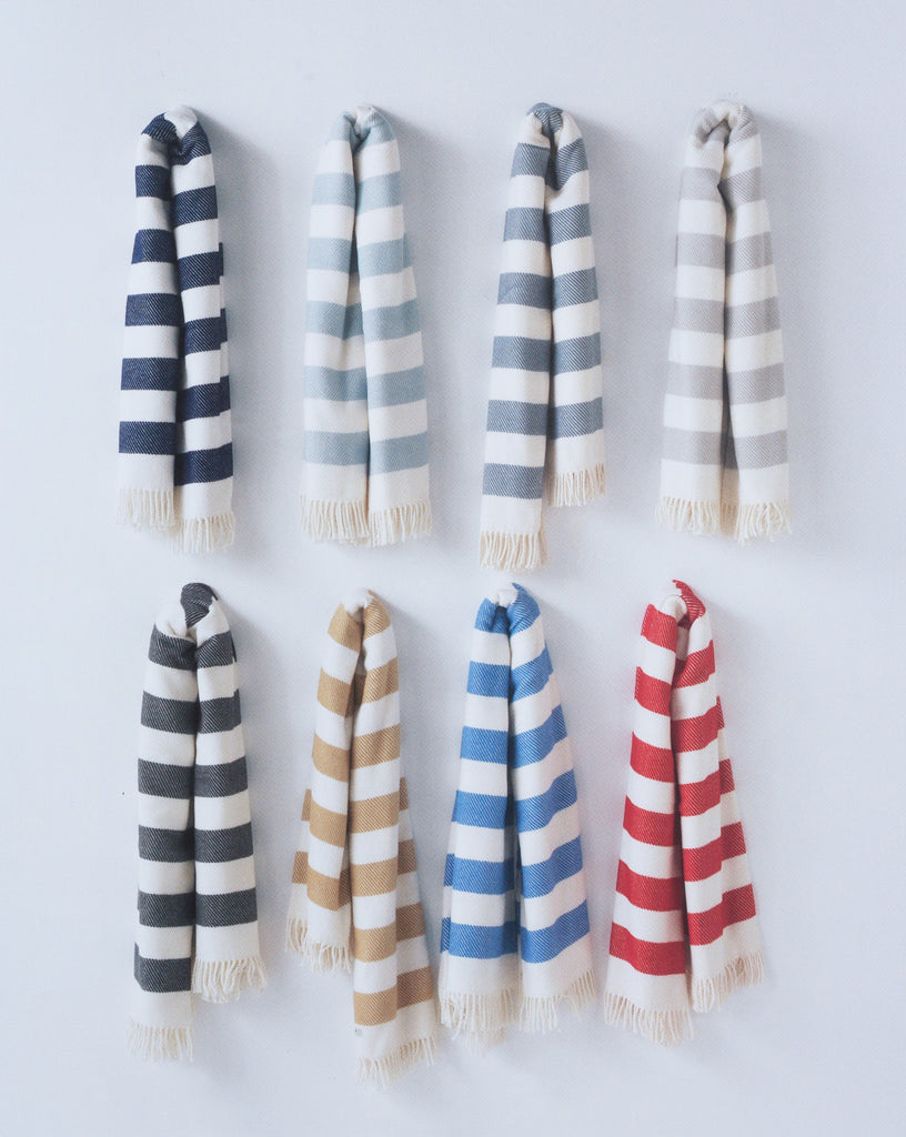 Cream and Gray Slanted Stripe Fringed Throw Blanket - Home Decor