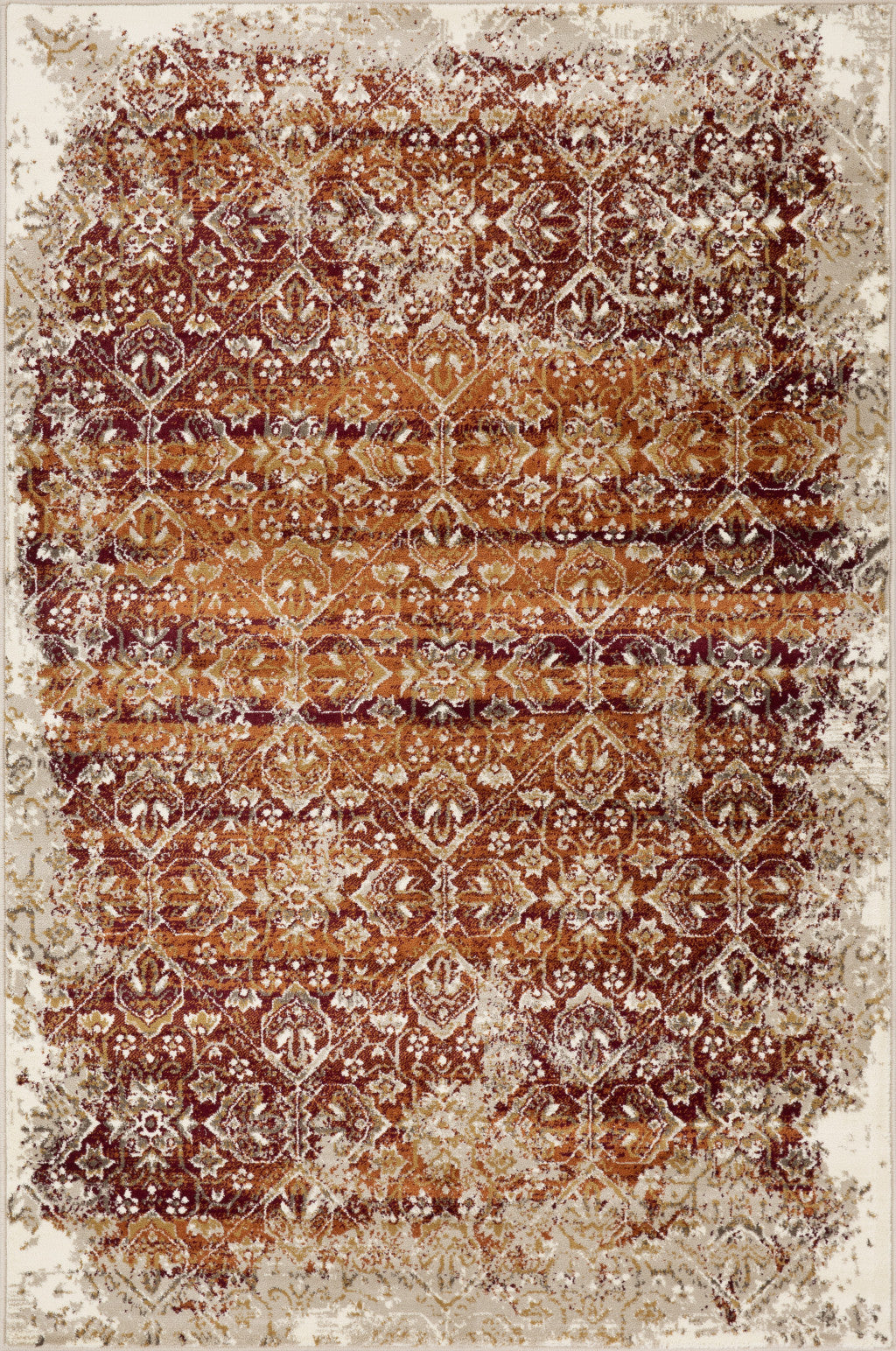 3' X 5' Rust And Ivory Oriental Area Rug - Home Decor
