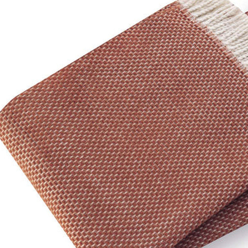 70" X 55" Terra Cotta Woven Cotton Plush Throw Blanket - Home Decor