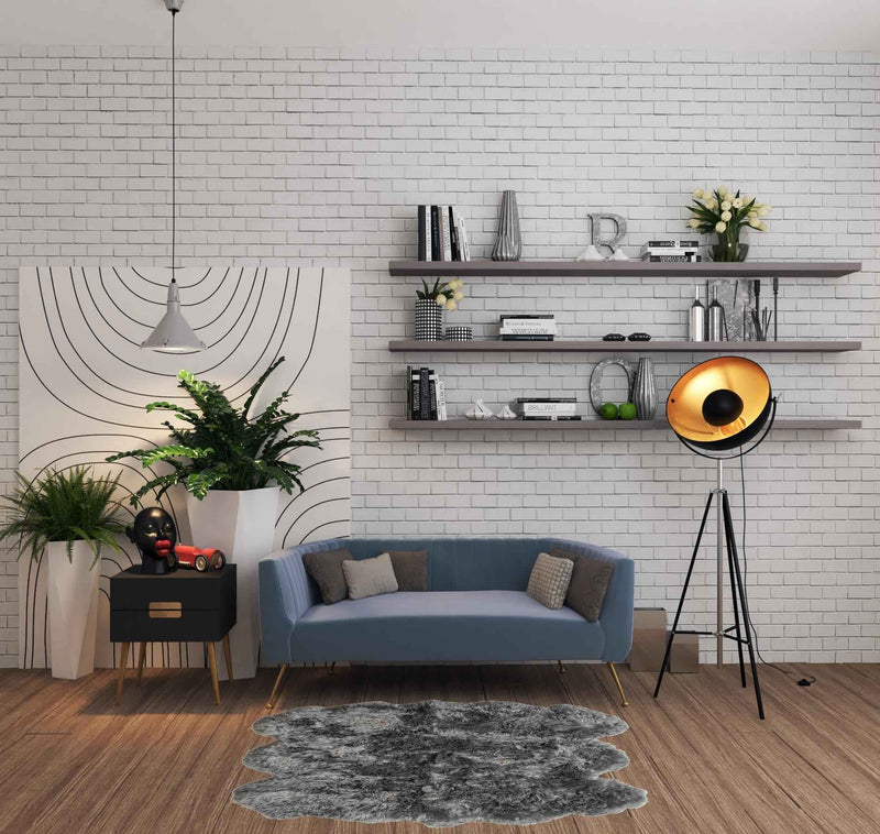 5' X 6' Grey Wool Sheepskin Handmade Area Rug