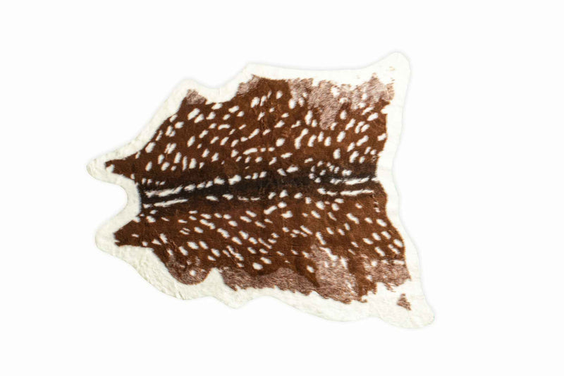 5' X 8' Off White And Brown Faux Cowhide Tufted Washable Non Skid Area Rug