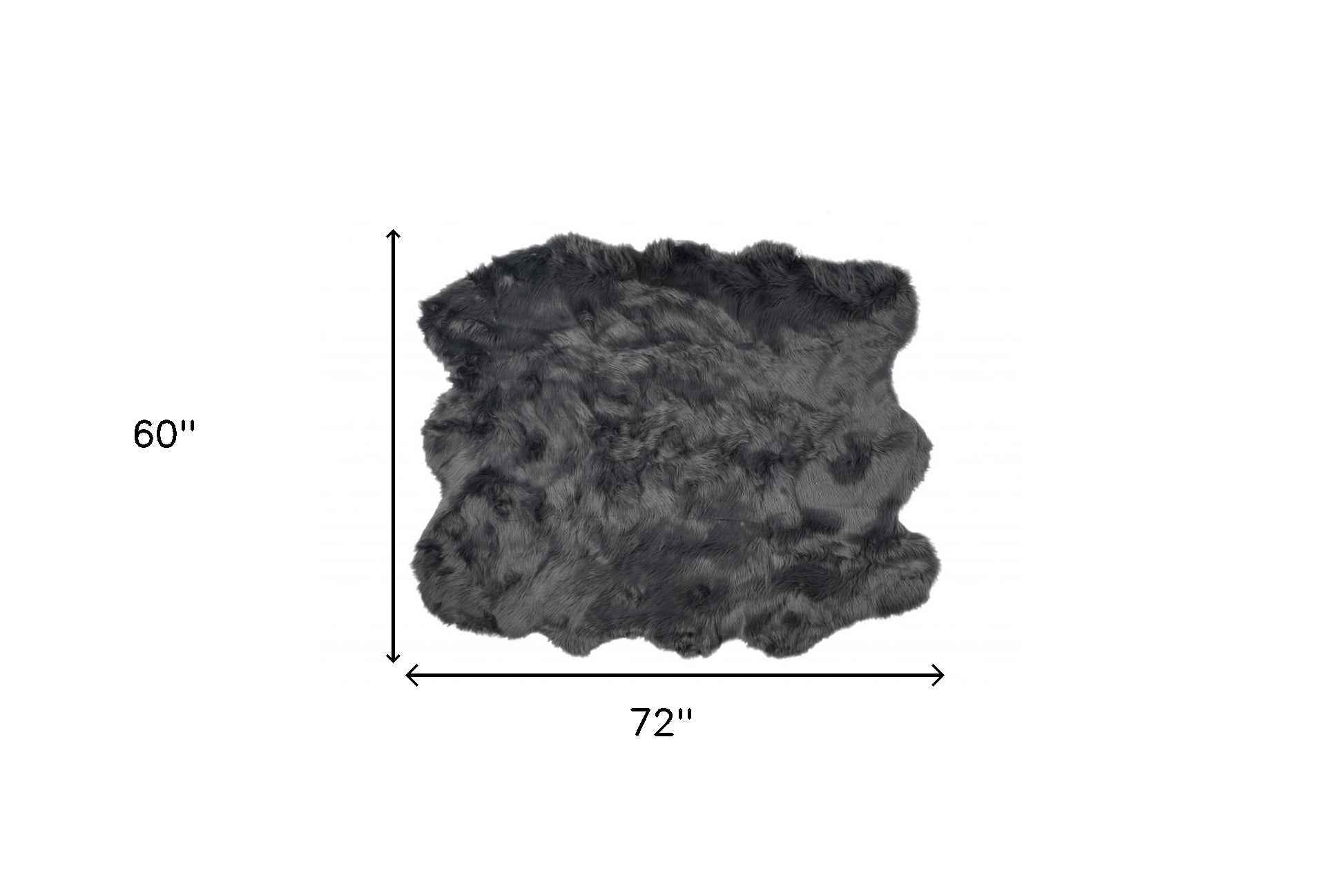 5' X 6' Grey Faux Fur Washable Non Skid Area Rug