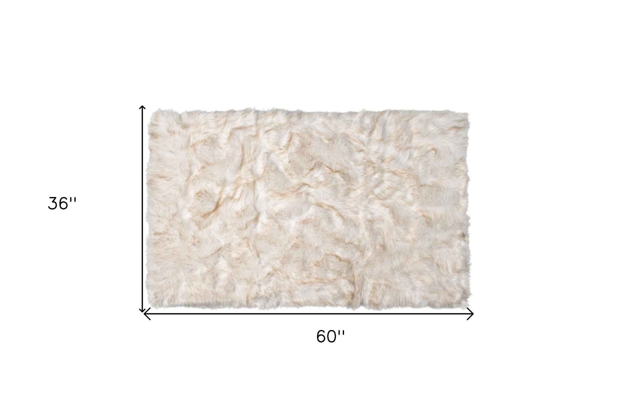3' X 5' Ombre Tan Faux Fur Washable Non Skid Area Rug