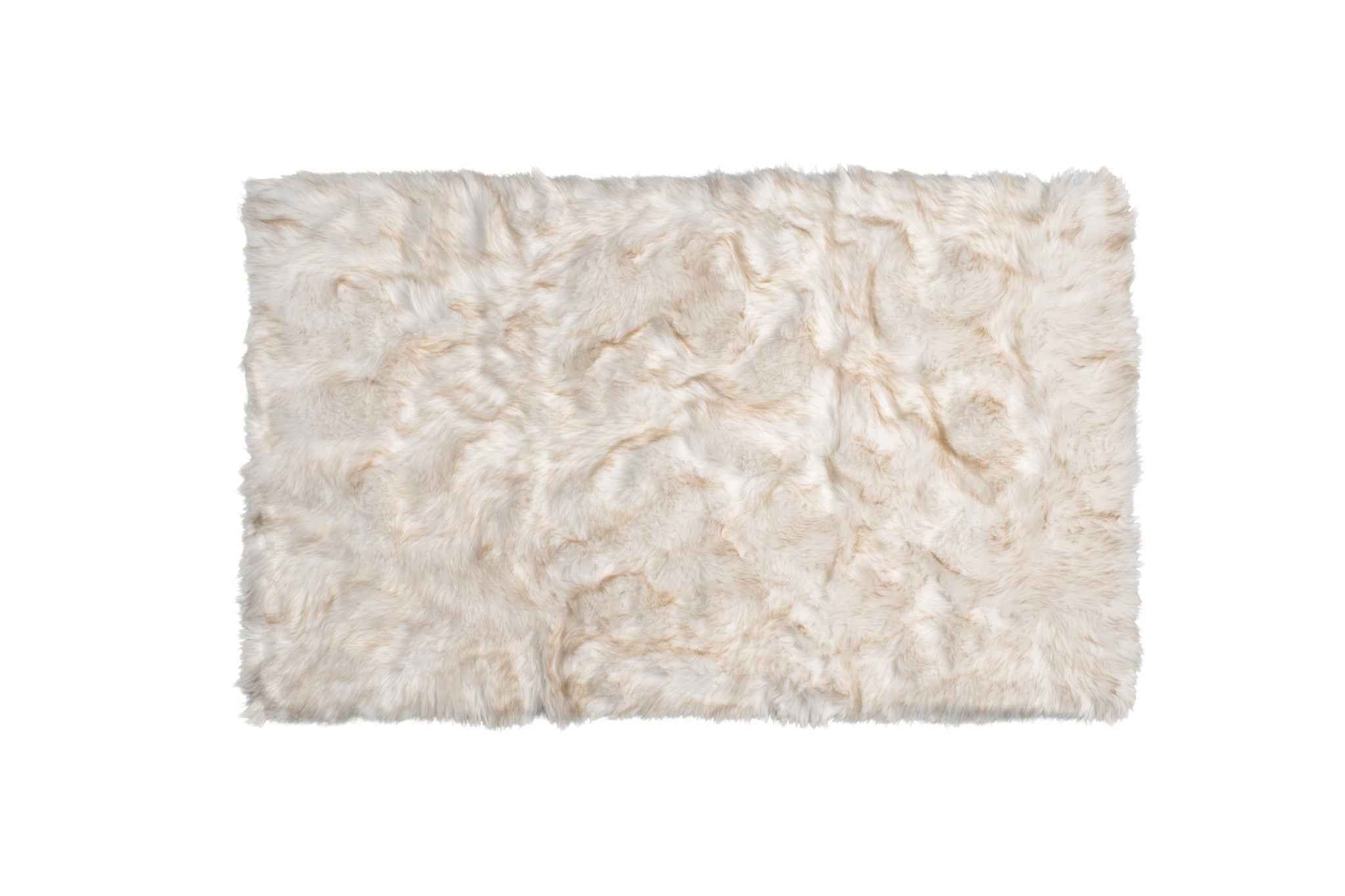 3' X 5' Ombre Tan Faux Fur Washable Non Skid Area Rug