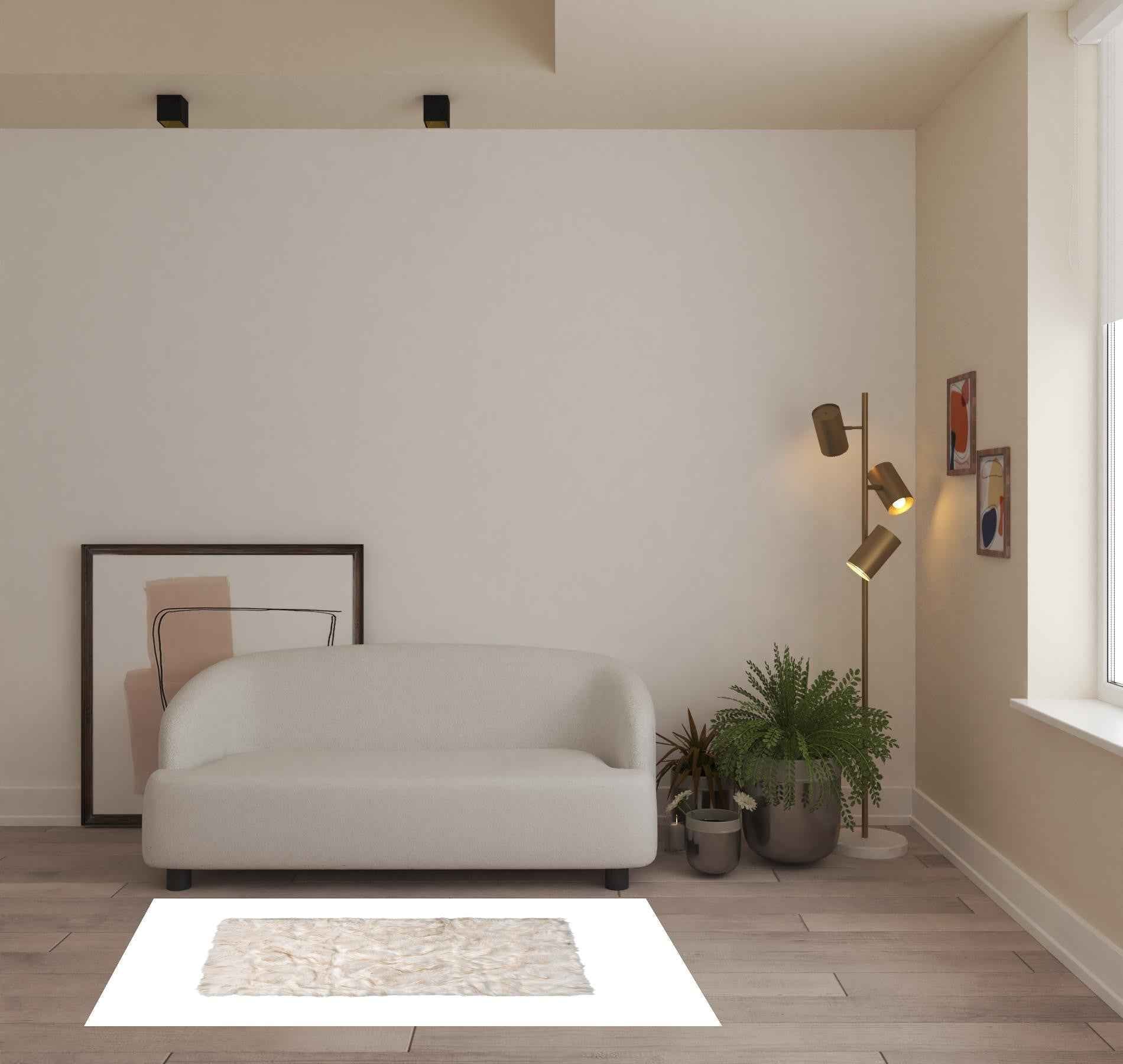 3' X 5' Ombre Tan Faux Fur Washable Non Skid Area Rug