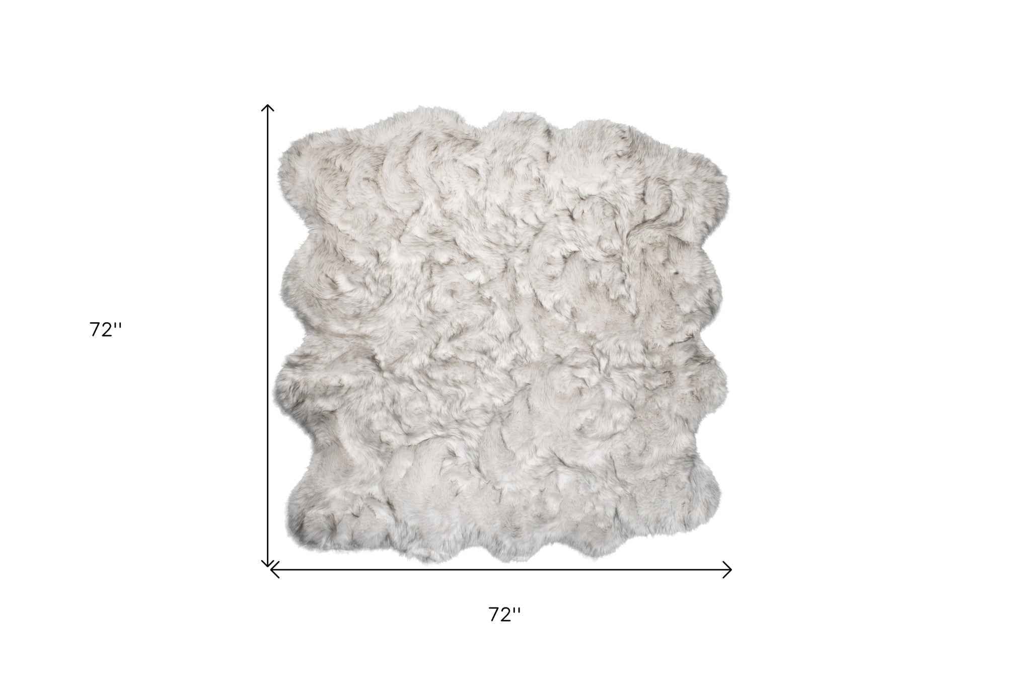 6' X 6' Ombre Grey Faux Fur Washable Non Skid Area Rug