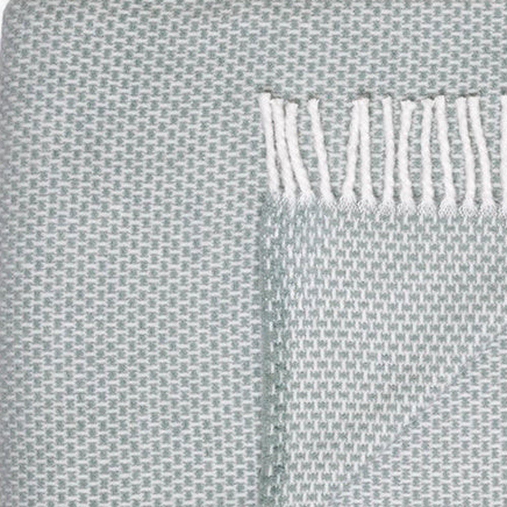 55" X 70" Sage Cotton Blend Woven Throw Blanket - Home Decor
