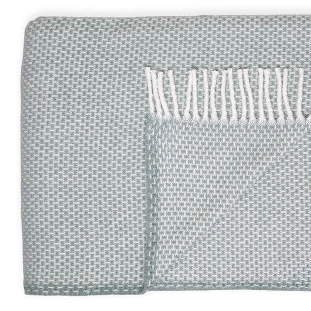 55" X 70" Sage Cotton Blend Woven Throw Blanket - Home Decor