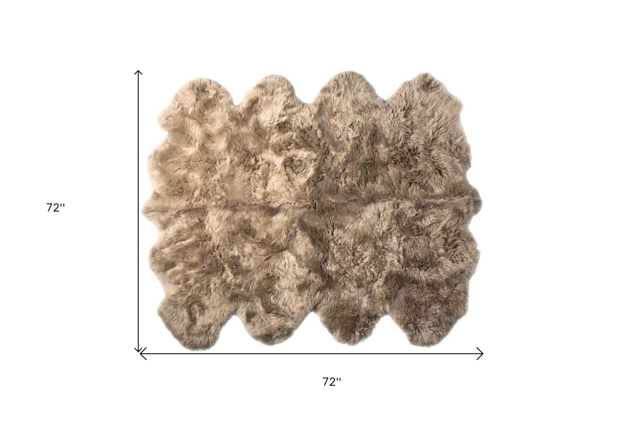 6' X 6' Taupe Wool Sheepskin Handmade Area Rug