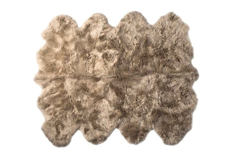 6' X 6' Taupe Wool Sheepskin Handmade Area Rug