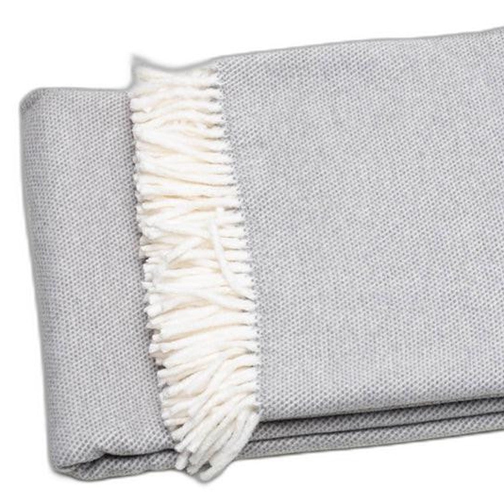 Light Gray Mini Dot Fringed Throw Blanket - Home Decor