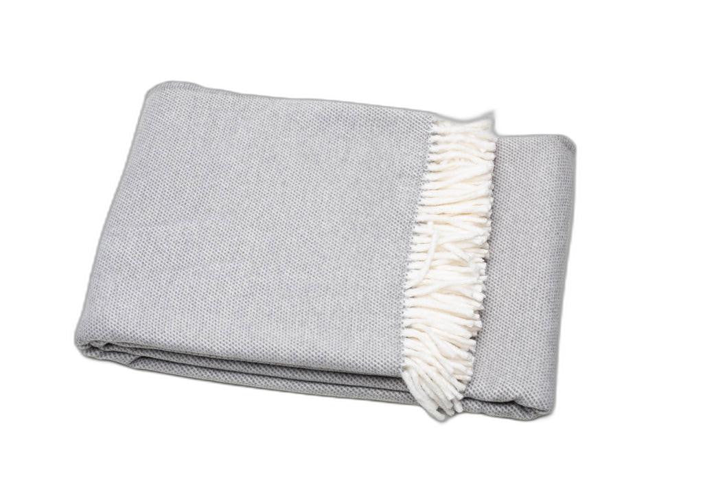 Light Gray Mini Dot Fringed Throw Blanket - Home Decor