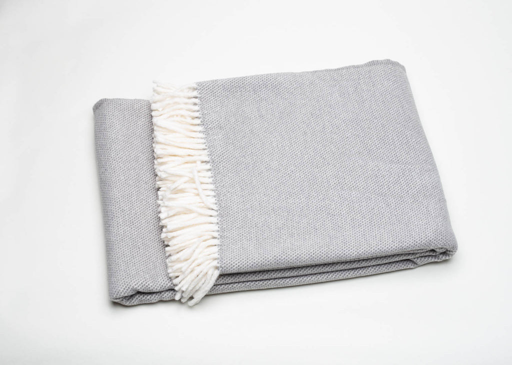 Light Gray Mini Dot Fringed Throw Blanket - Home Decor