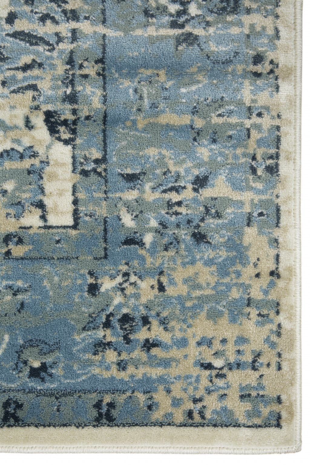 8' X 11' Ivory And Sky Blue Oriental Area Rug - Home Decor