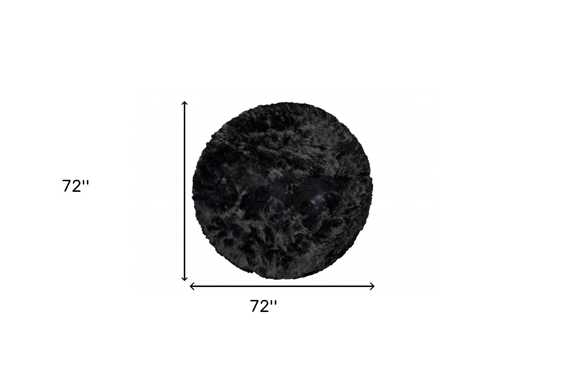 6' X 6' Black Round Faux Fur Washable Non Skid Area Rug - Home Decor