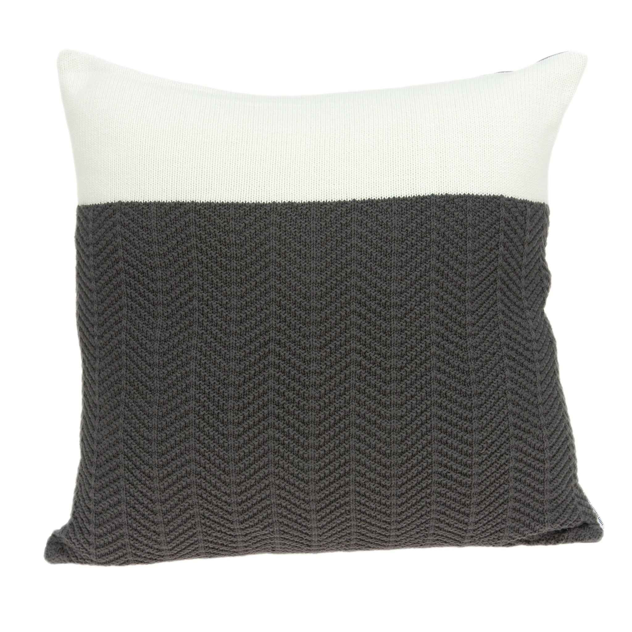 20" X 20" Gray 100% Cotton Zippered Pillow