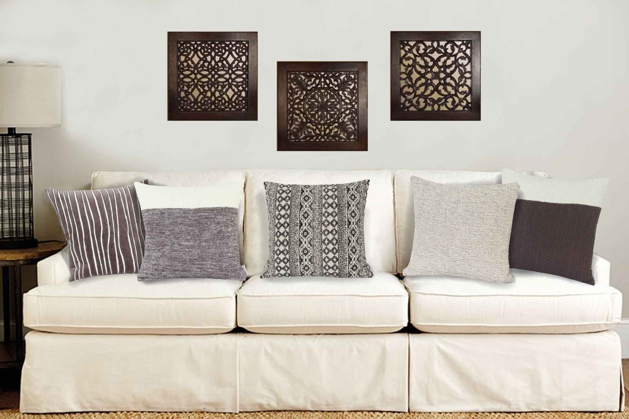 20" X 20" Gray 100% Cotton Zippered Pillow