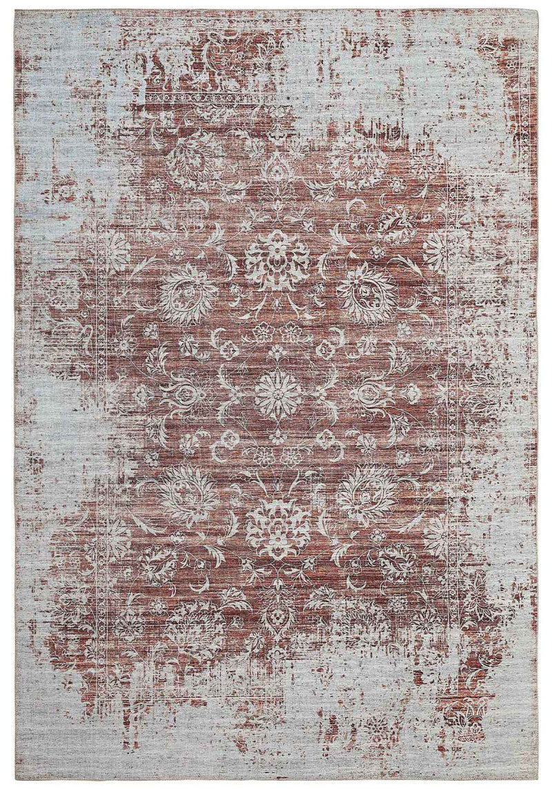 8' X 11' Rust Oriental Distressed Stain Resistant Area Rug