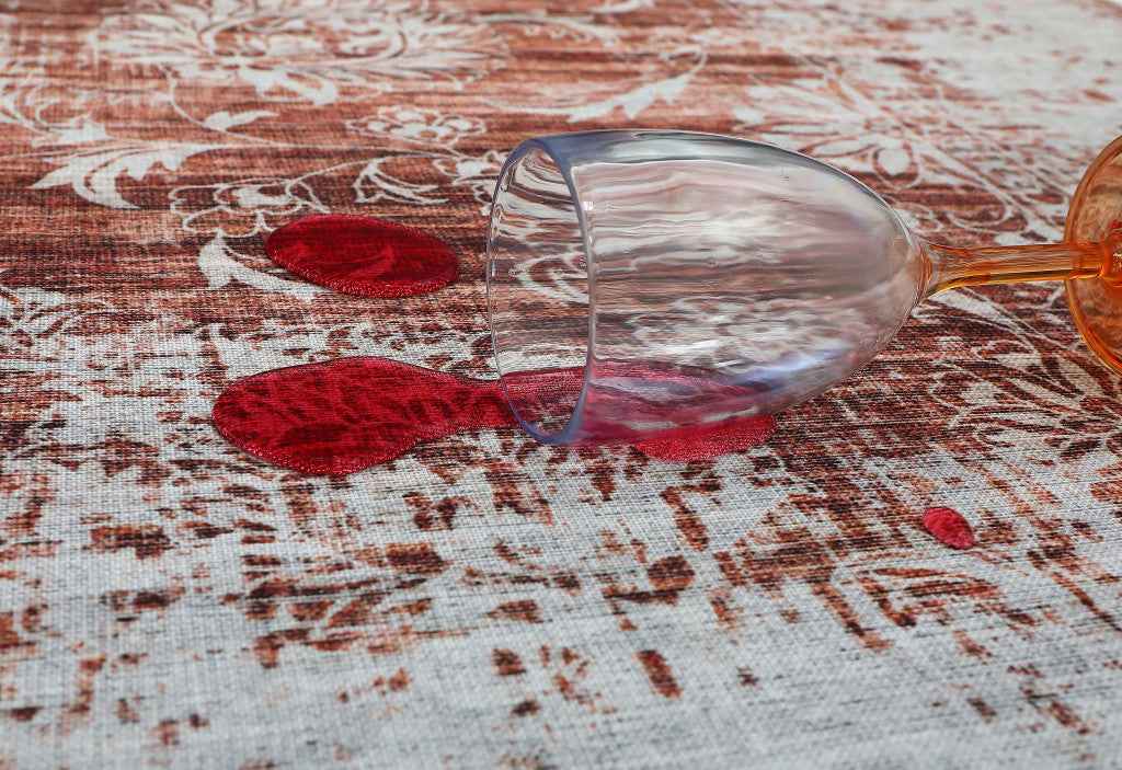 8' X 11' Rust Oriental Distressed Stain Resistant Area Rug